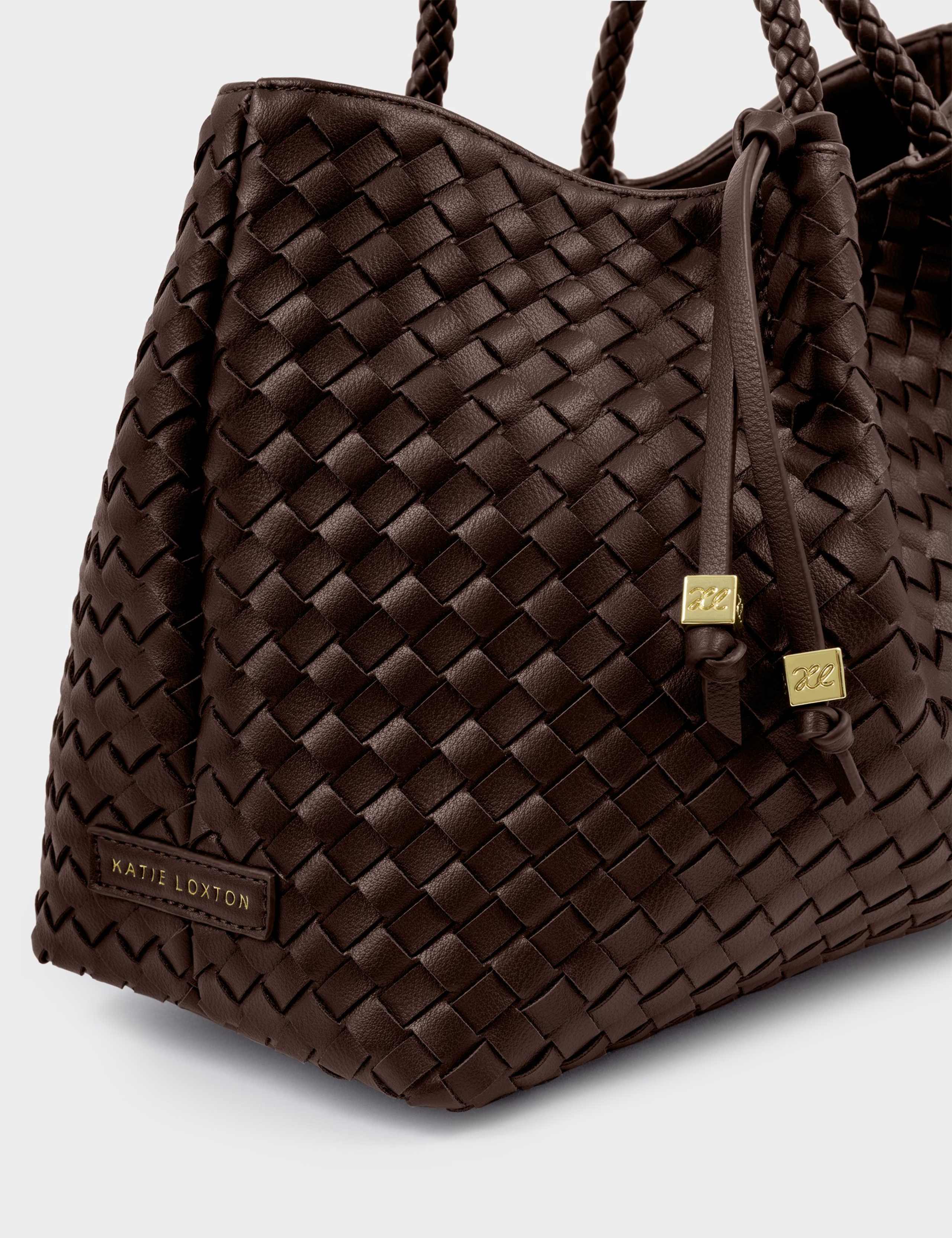 Faux Leather Woven Tote Shoulder Bag 4 of 6