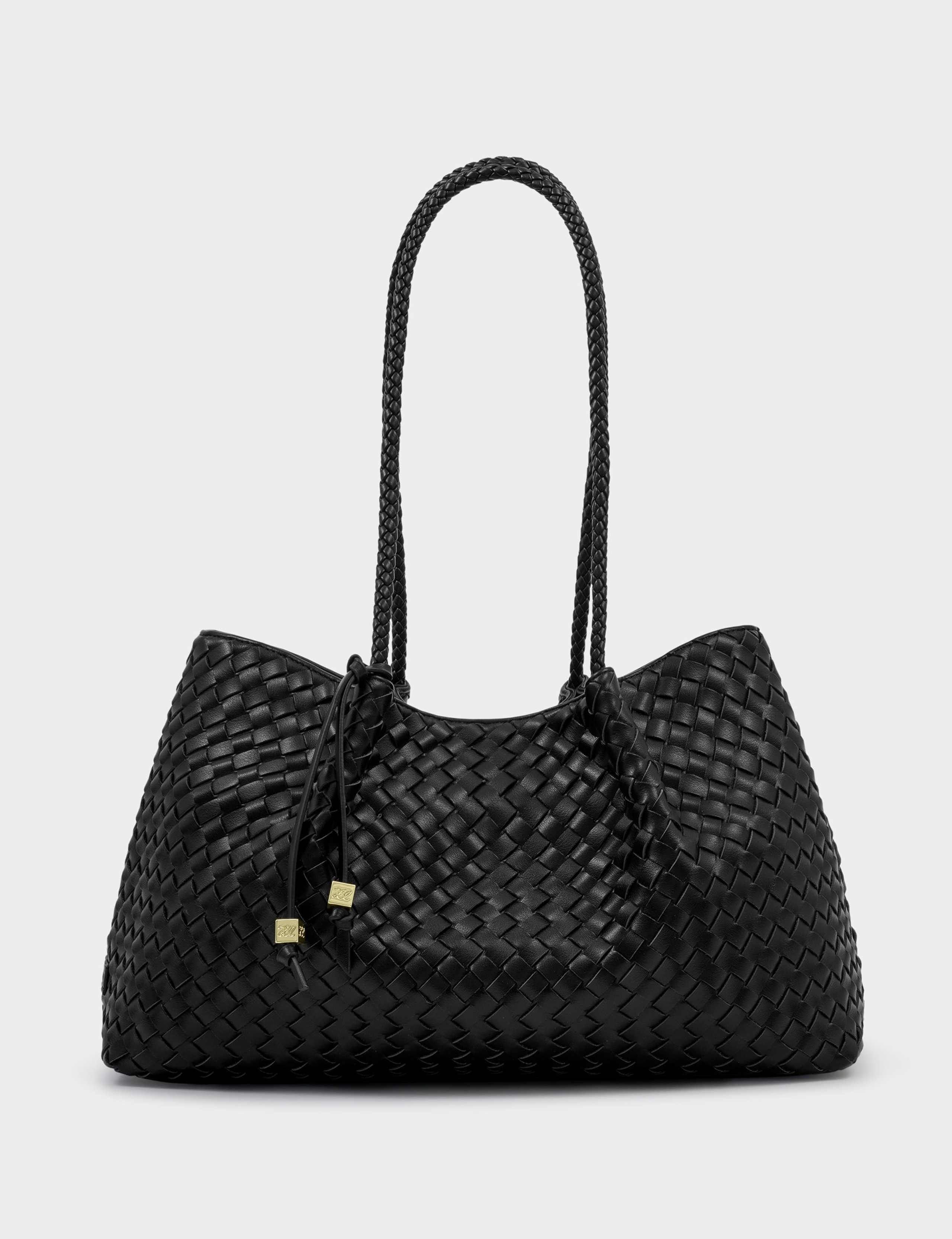 Faux Leather Woven Tote Shoulder Bag 2 of 6