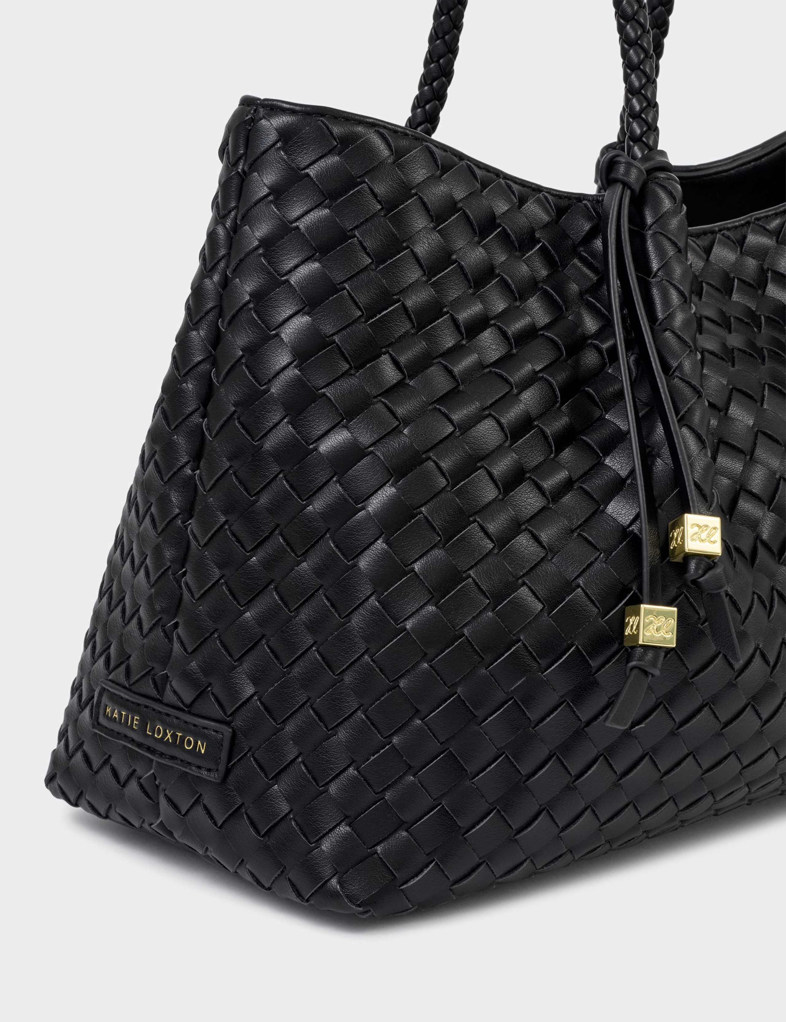 Faux Leather Woven Tote Shoulder Bag 4 of 6