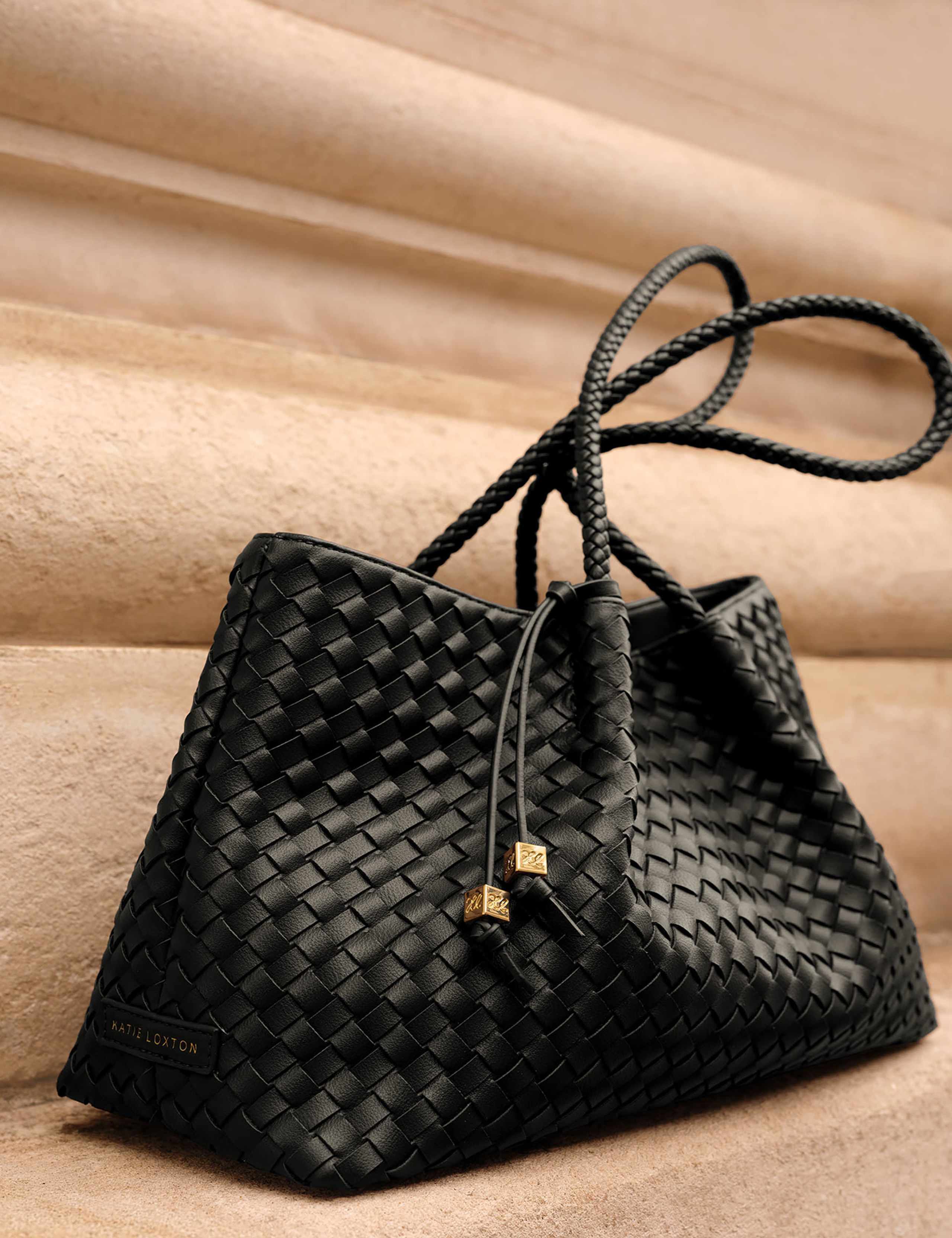 Faux Leather Woven Tote Shoulder Bag 7 of 7