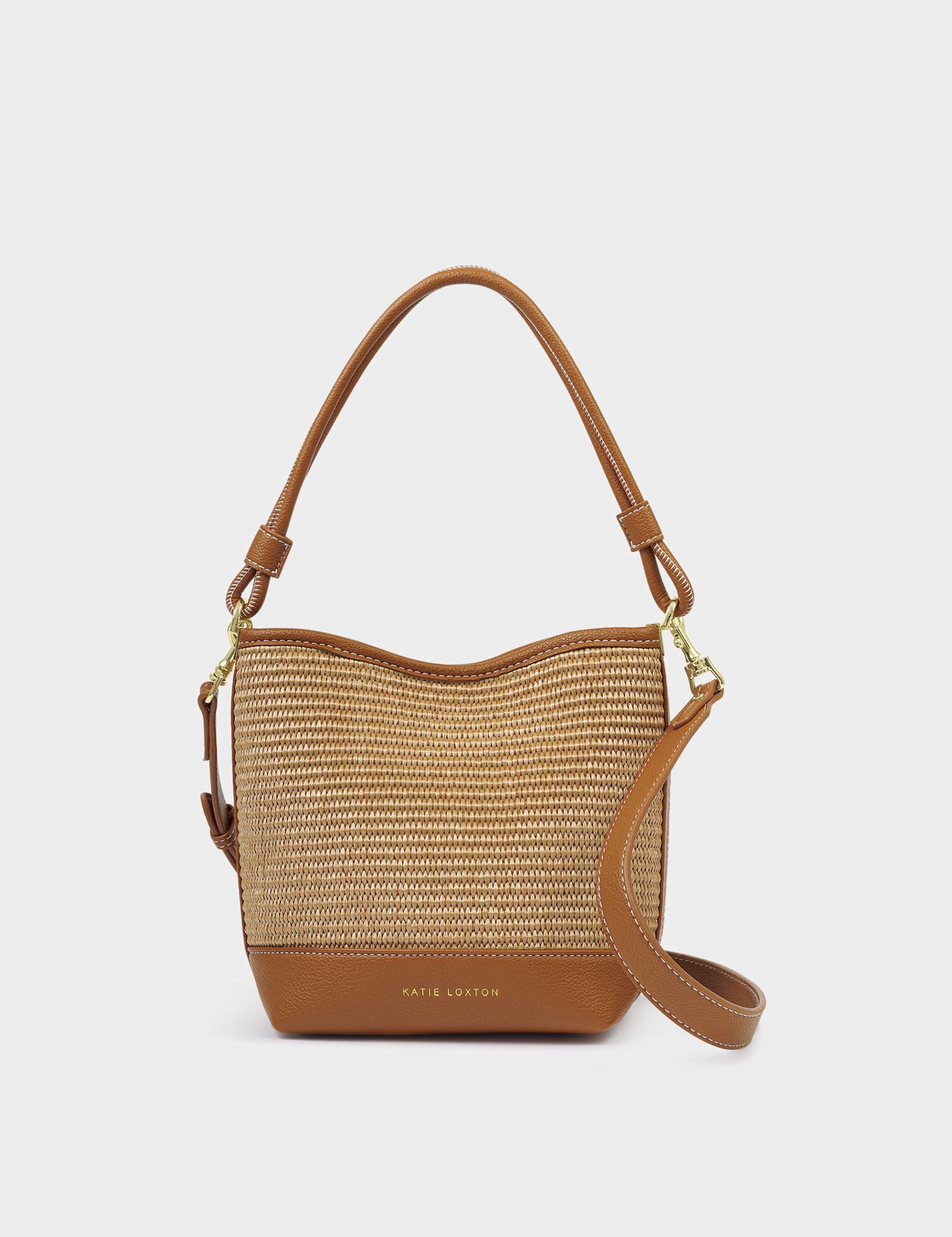 Raffia Top Handle Cross Body Bucket Bag 3 of 6