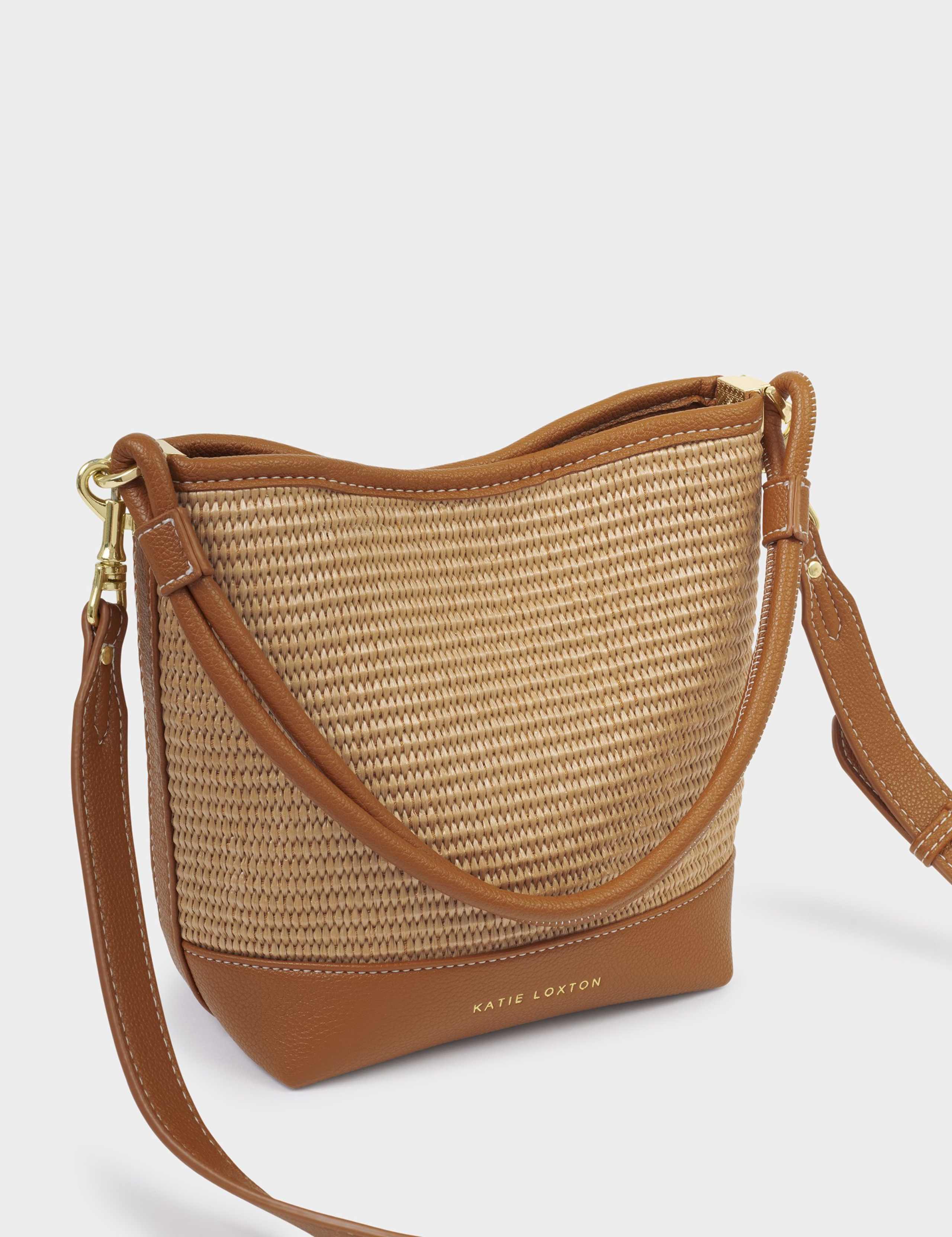 Raffia Top Handle Cross Body Bucket Bag 4 of 6