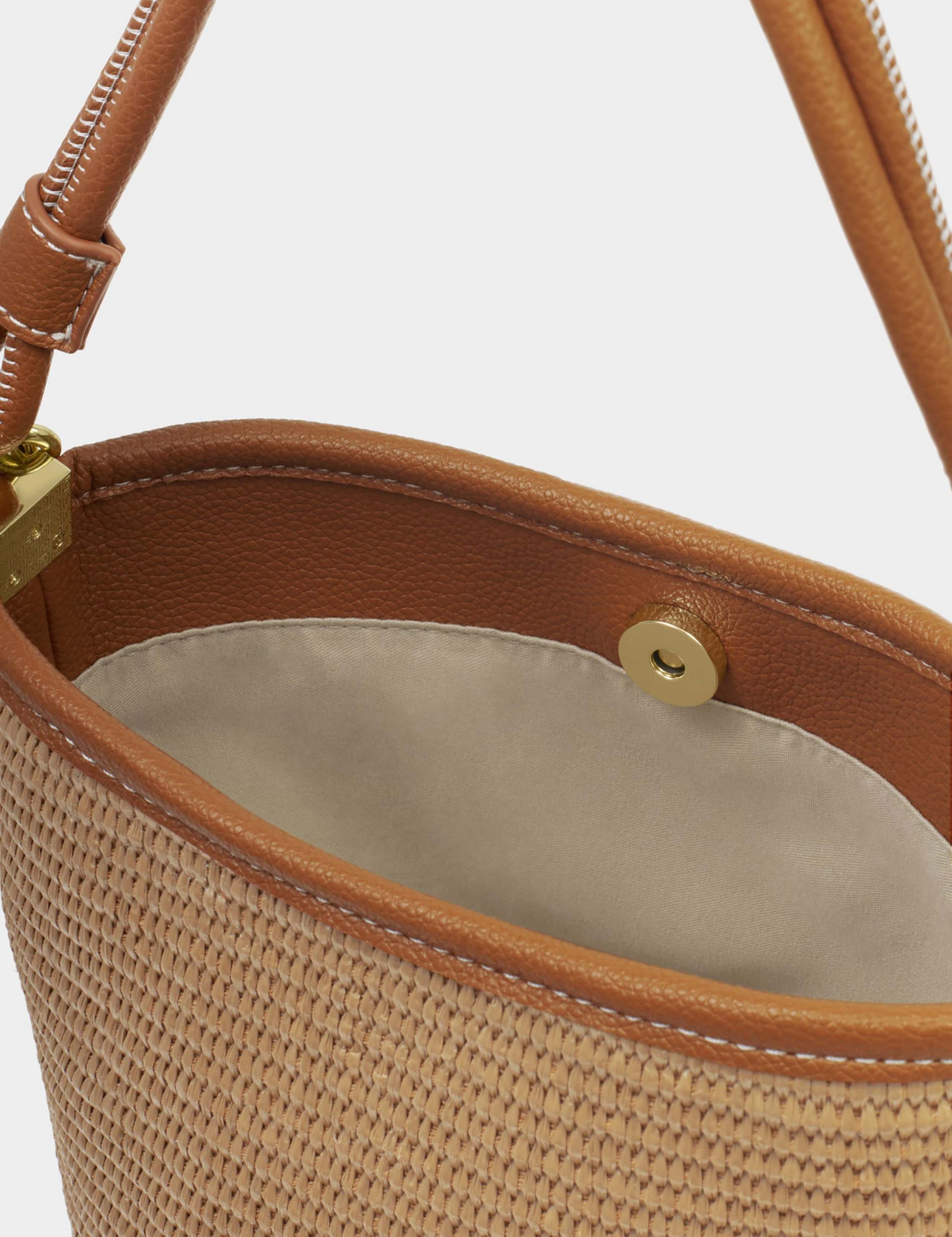 Raffia Top Handle Cross Body Bucket Bag 5 of 6