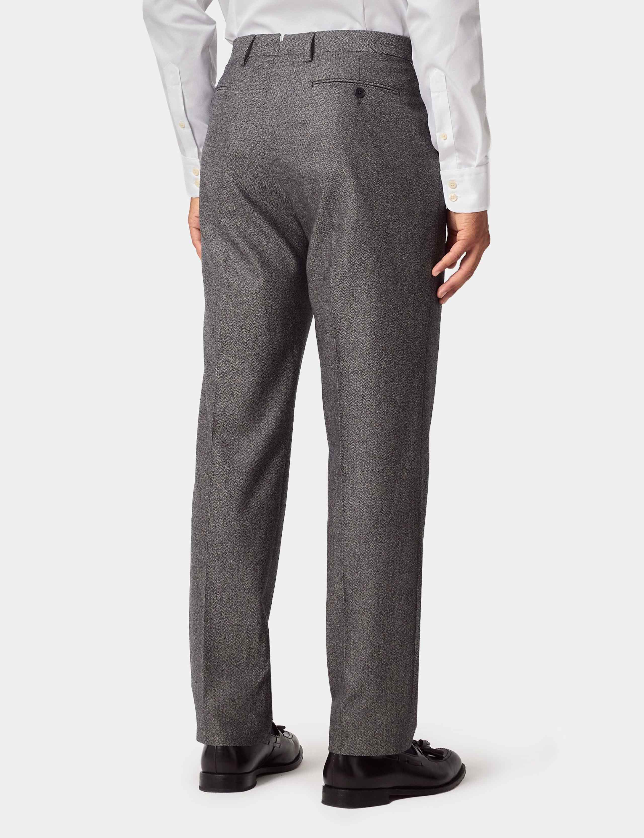 Tailored Fit Pure Wool Herringbone Trousers 2 of 2