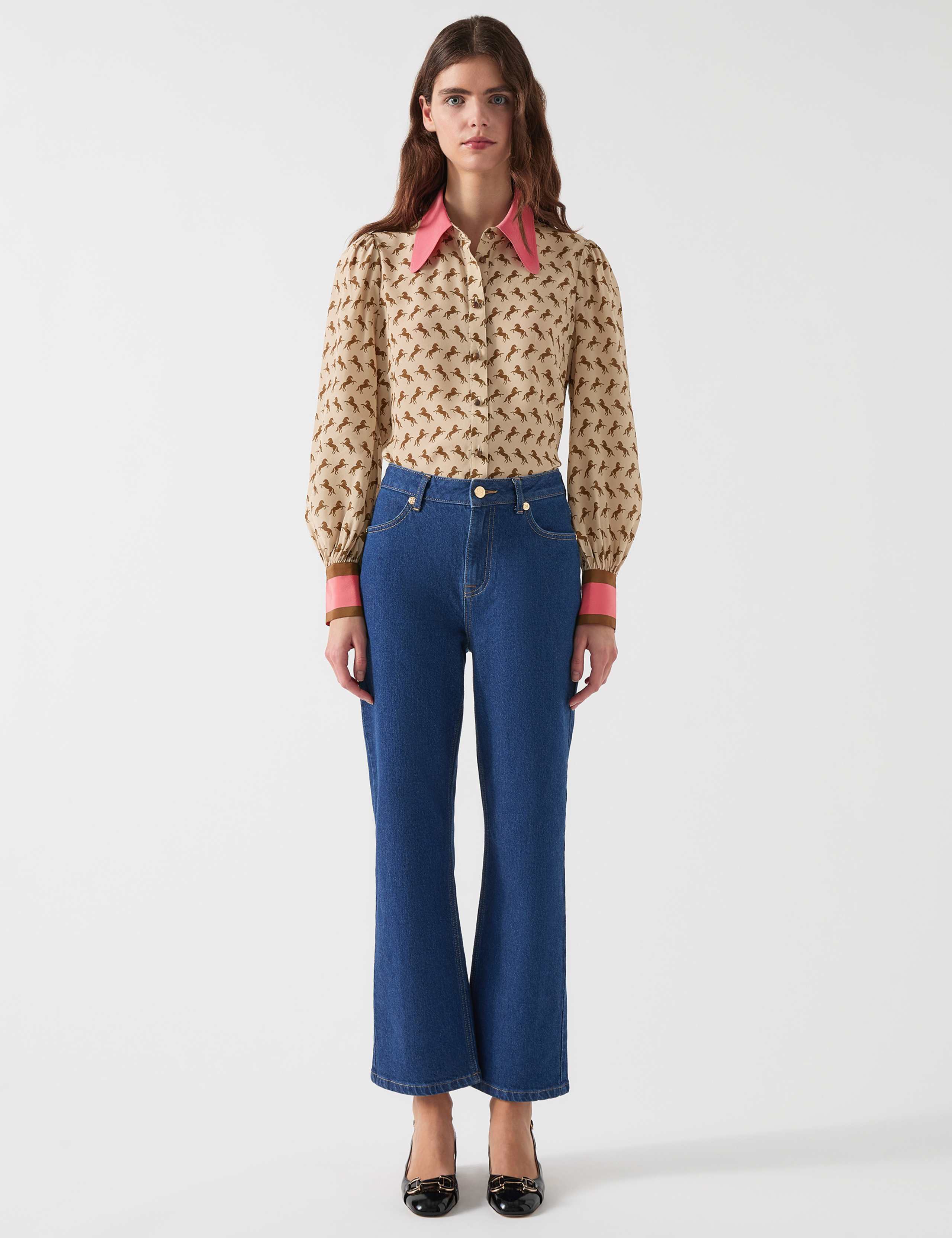 Pure Silk Horse Print Blouse 1 of 4