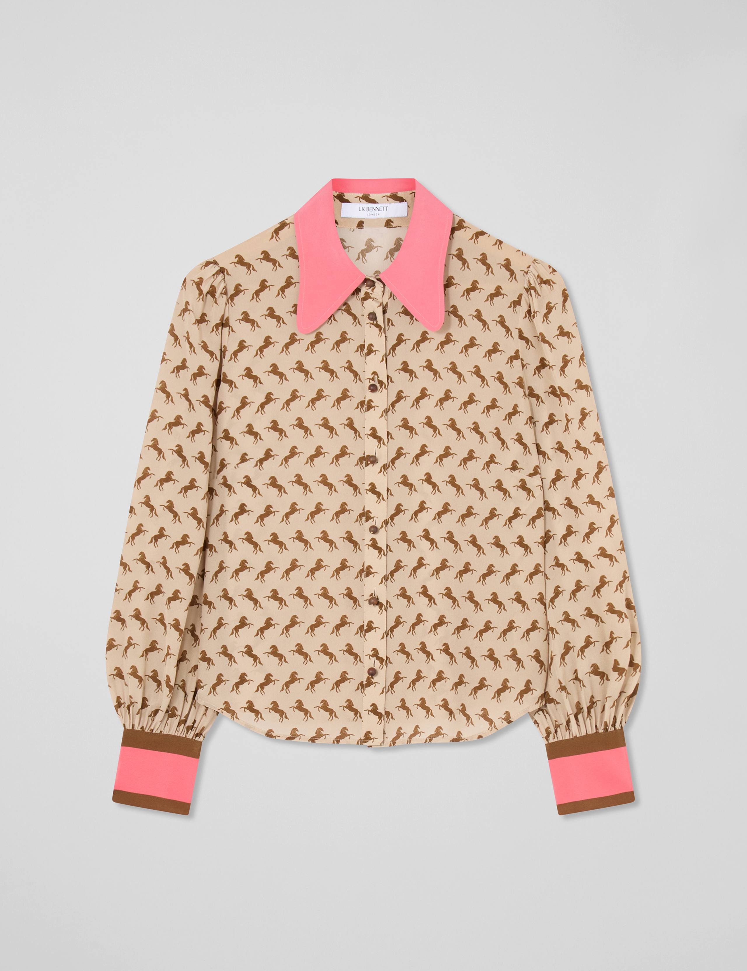 Pure Silk Horse Print Blouse 2 of 4