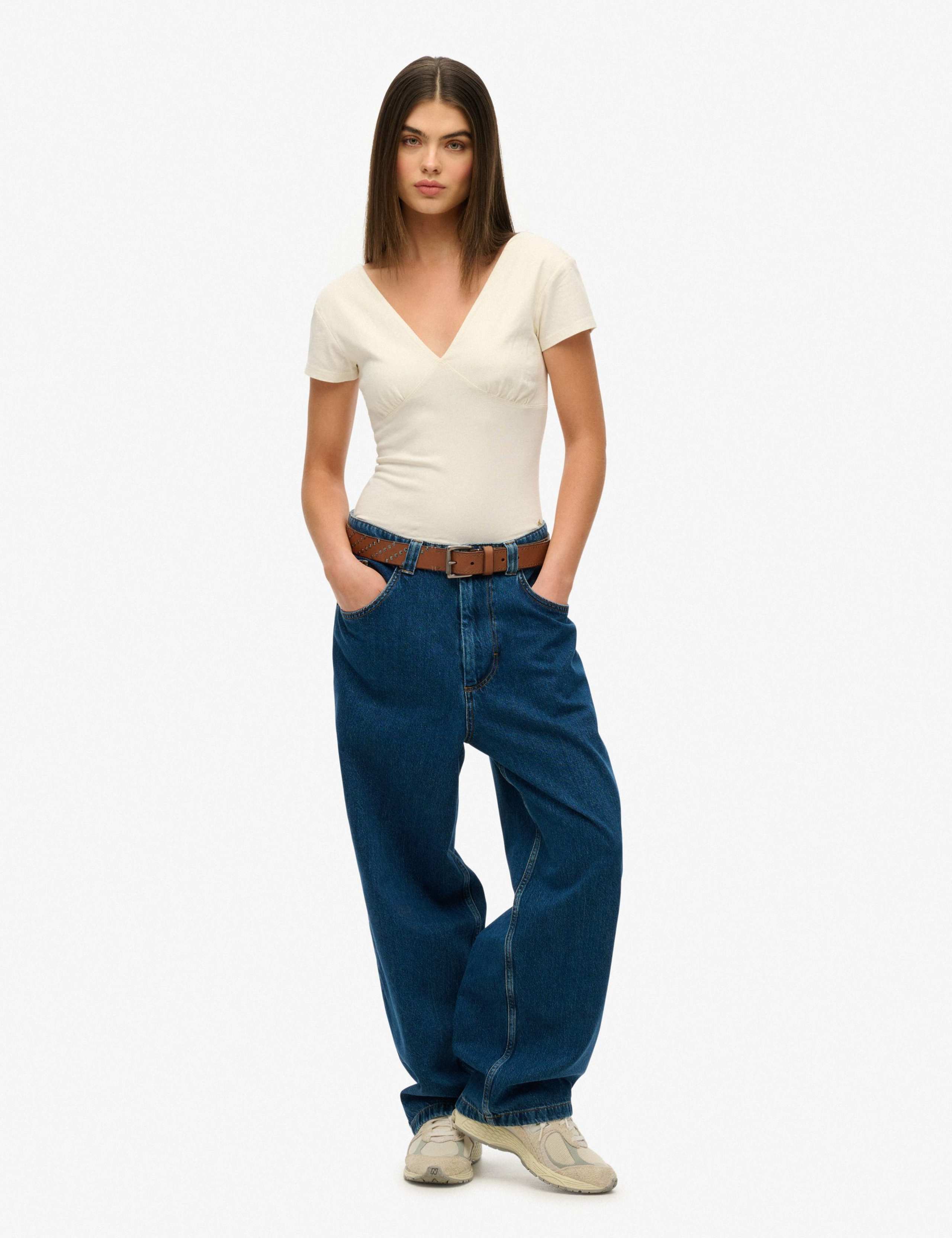 Pure Cotton V-Neck Cap Sleeve Corset Top 2 of 4