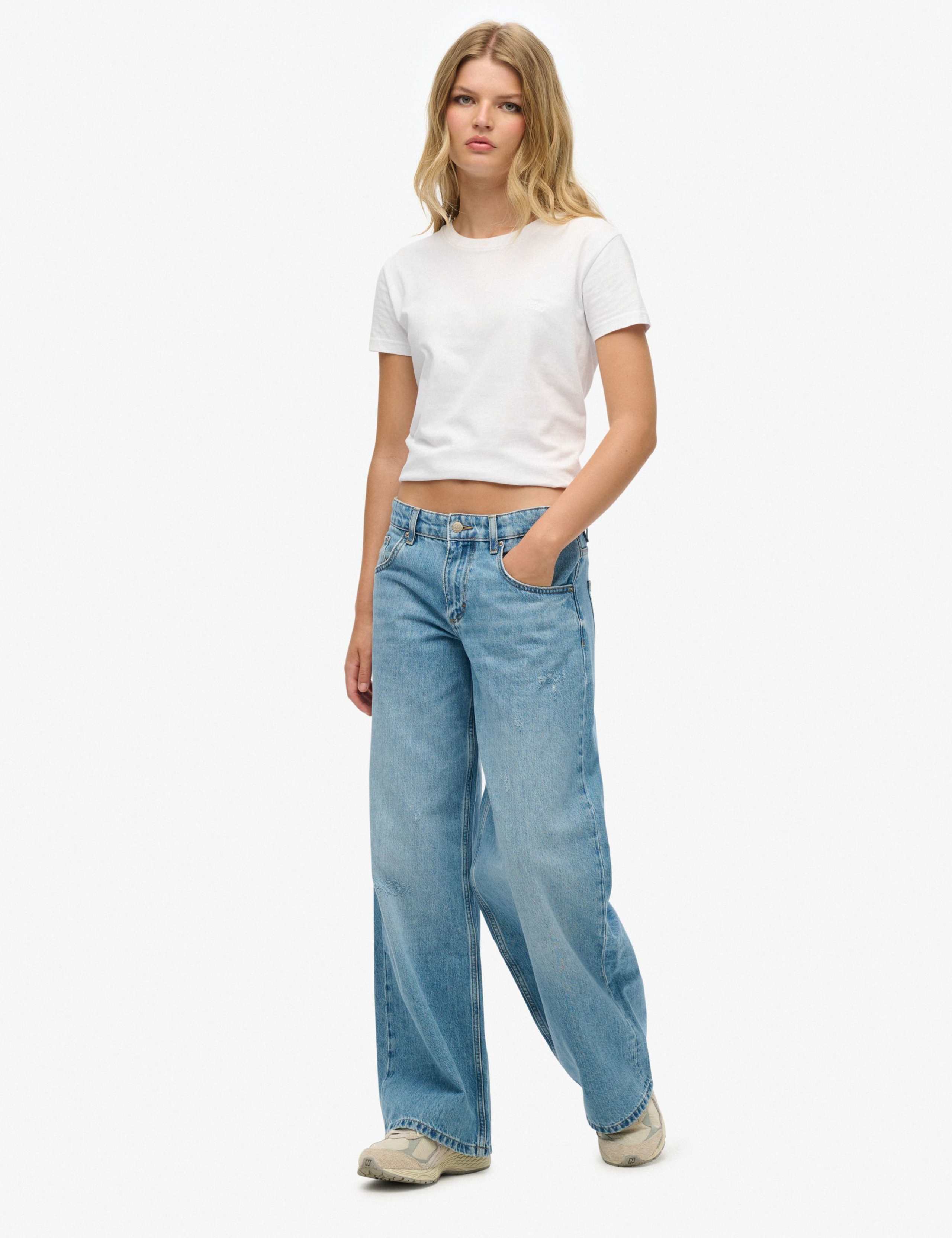 Pure Cotton Mid Rise Wide Leg Jeans 3 of 5