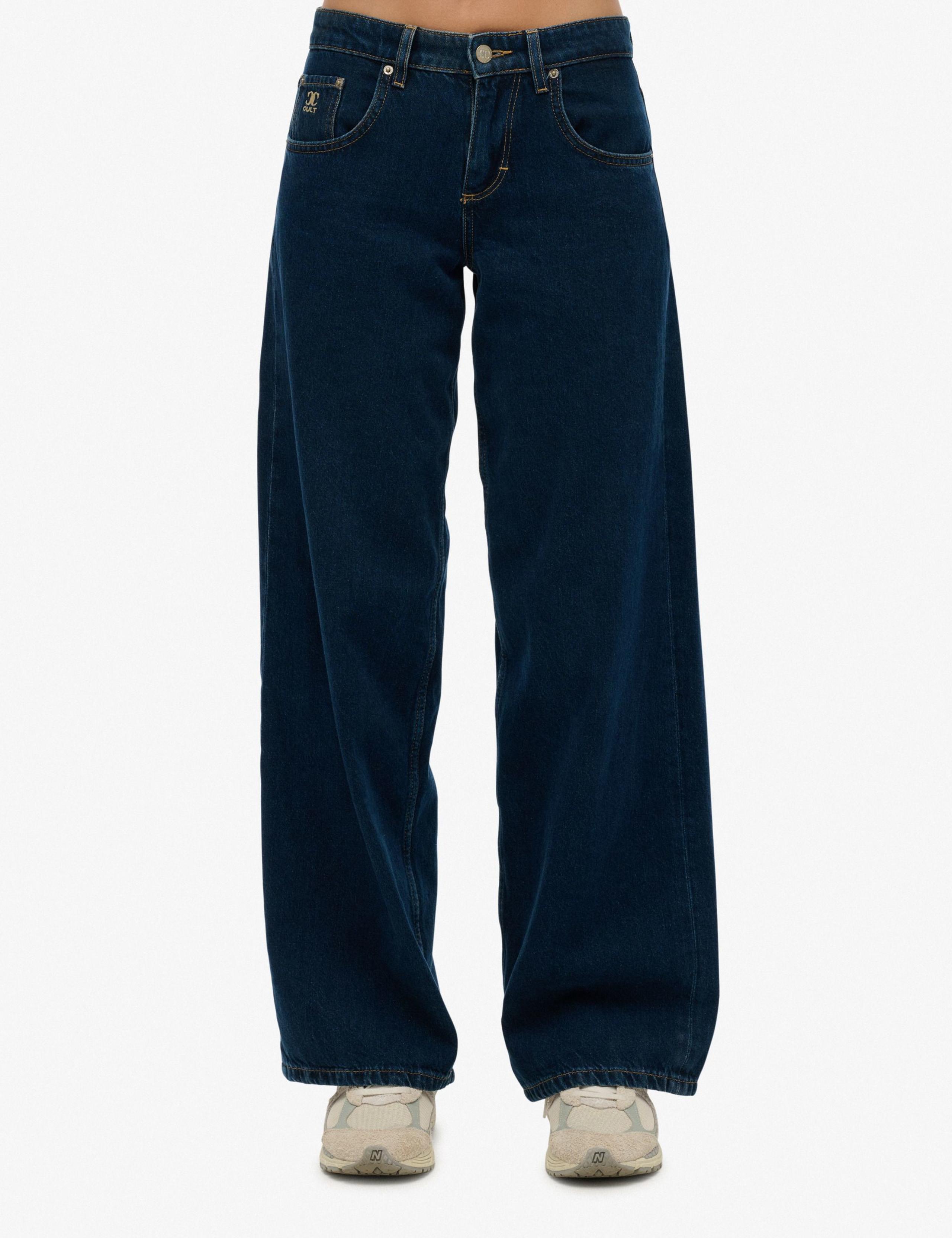 Pure Cotton Denim Mid Rise Baggy Jeans 1 of 5