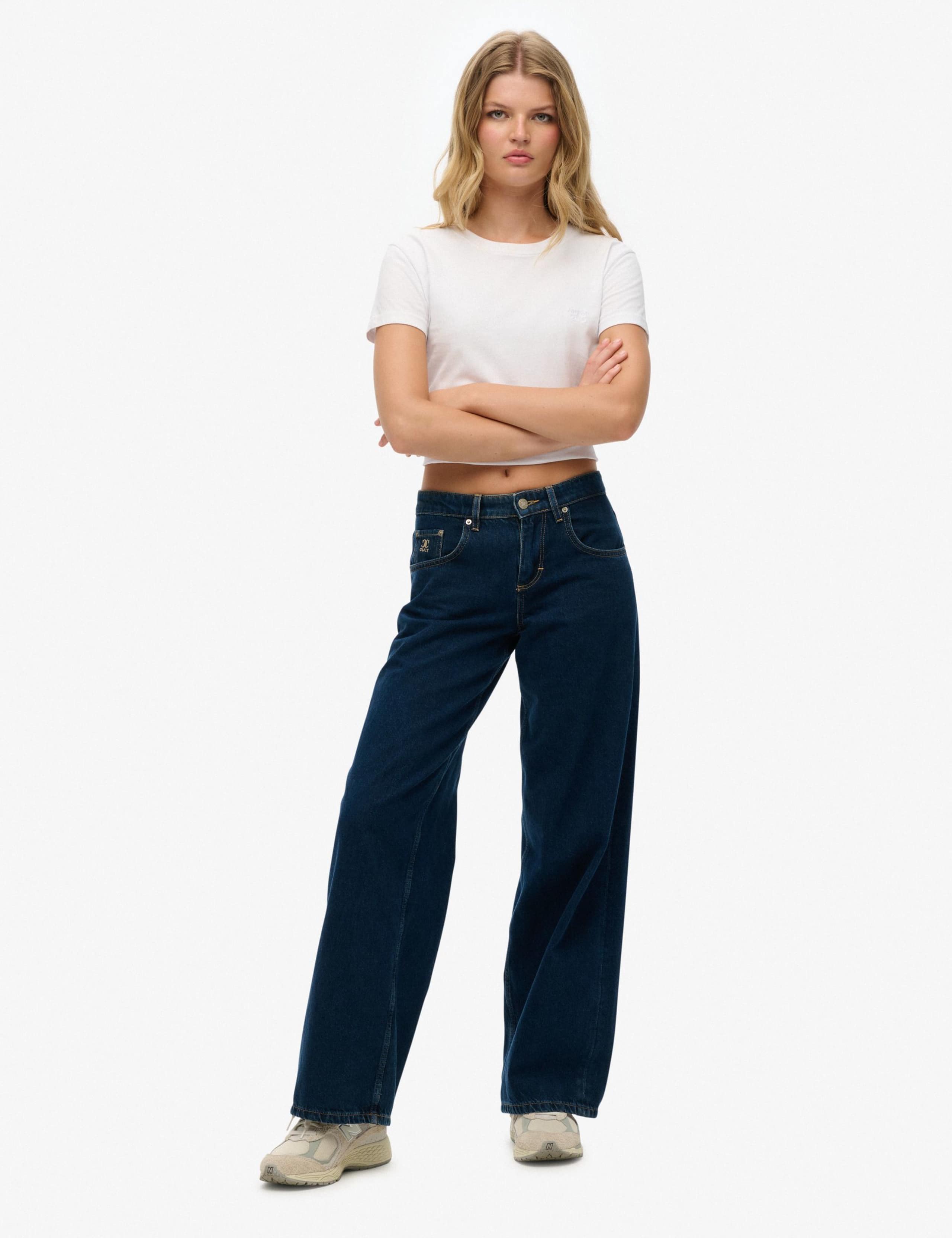 Pure Cotton Denim Mid Rise Baggy Jeans 3 of 5