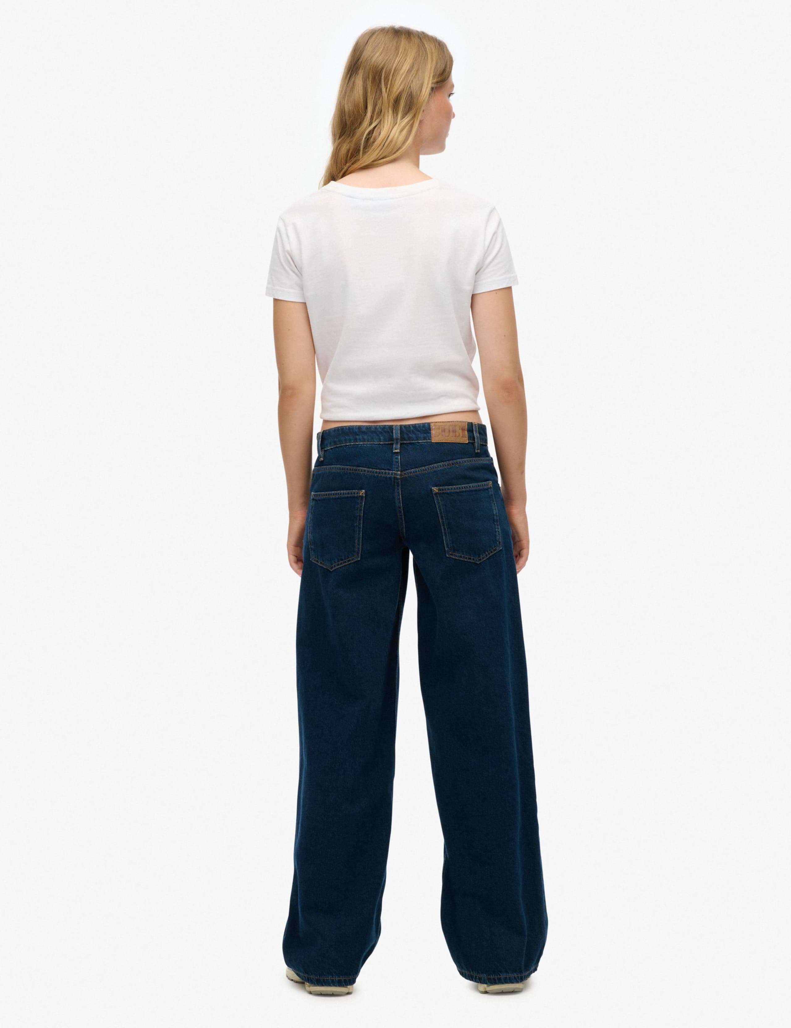 Pure Cotton Denim Mid Rise Baggy Jeans 4 of 5