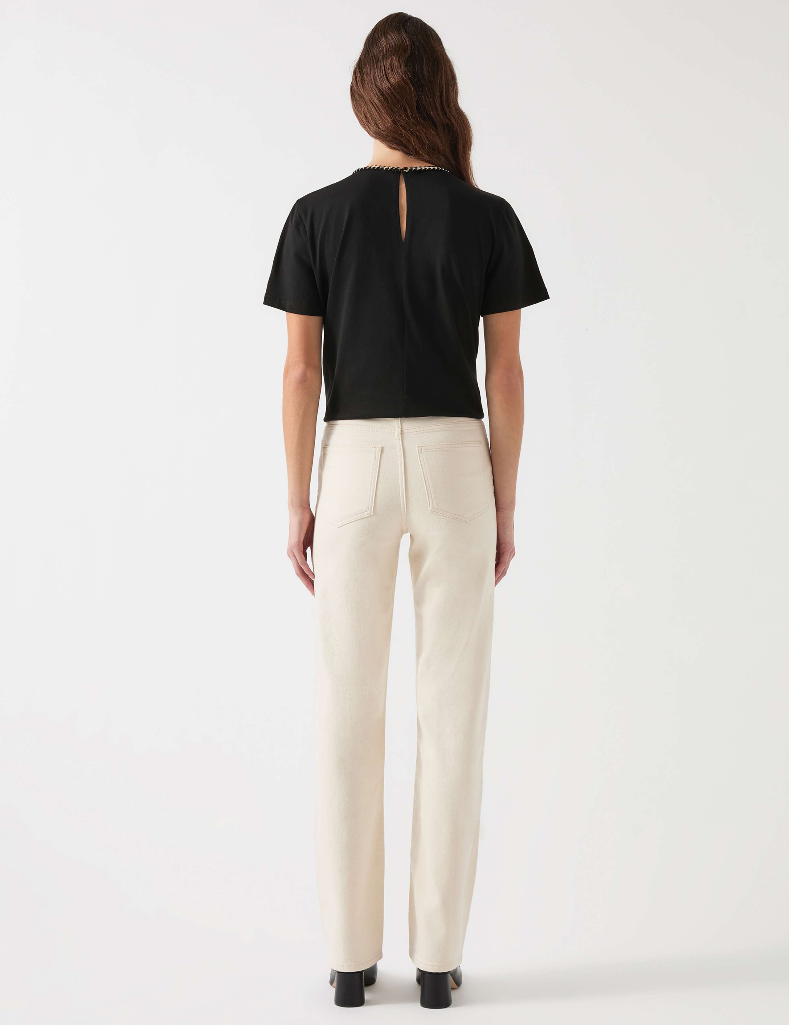 Pure Cotton Plaited Trim Crop T-Shirt 4 of 4