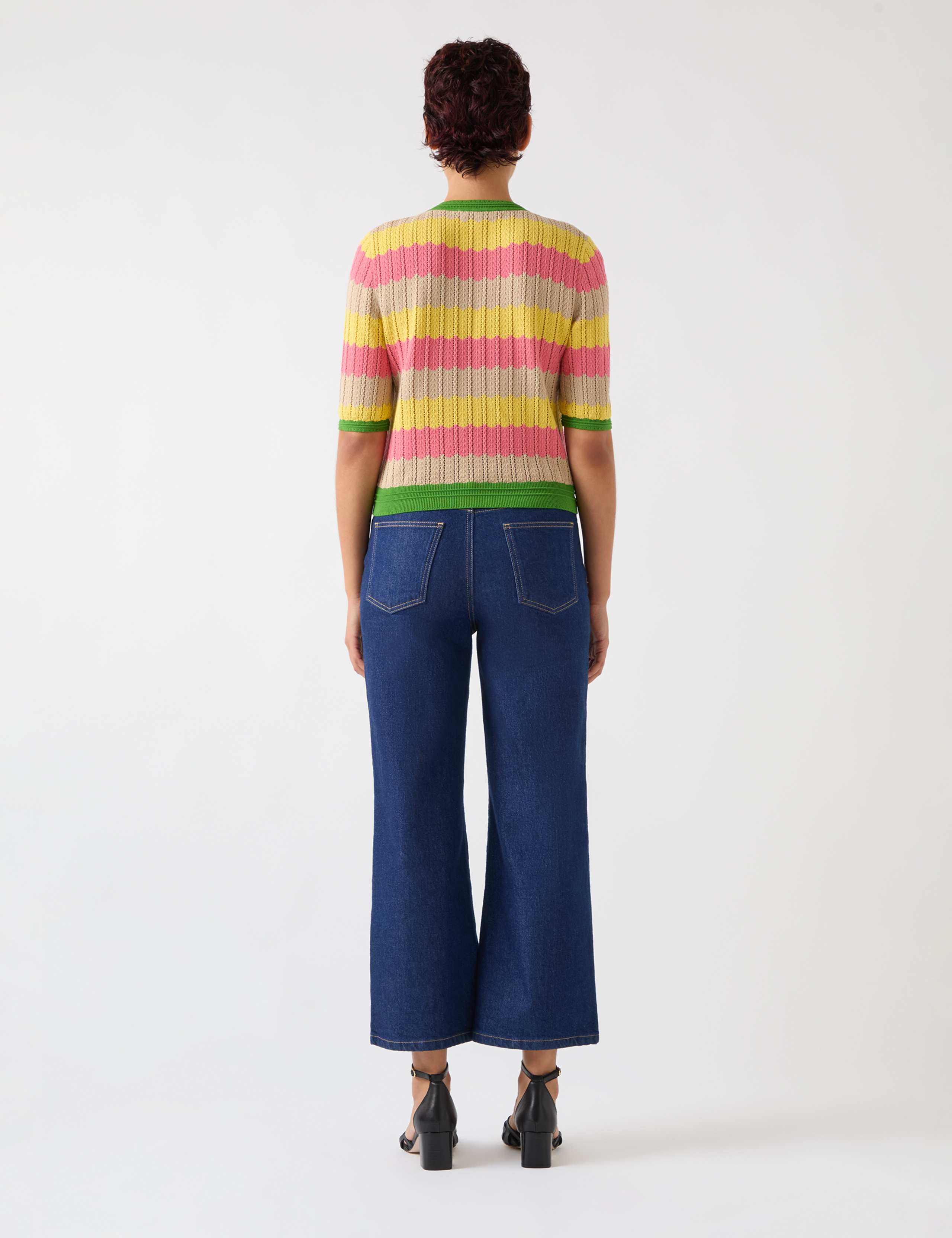 Cotton Rich Pointelle Cropped Knitted Top 4 of 4