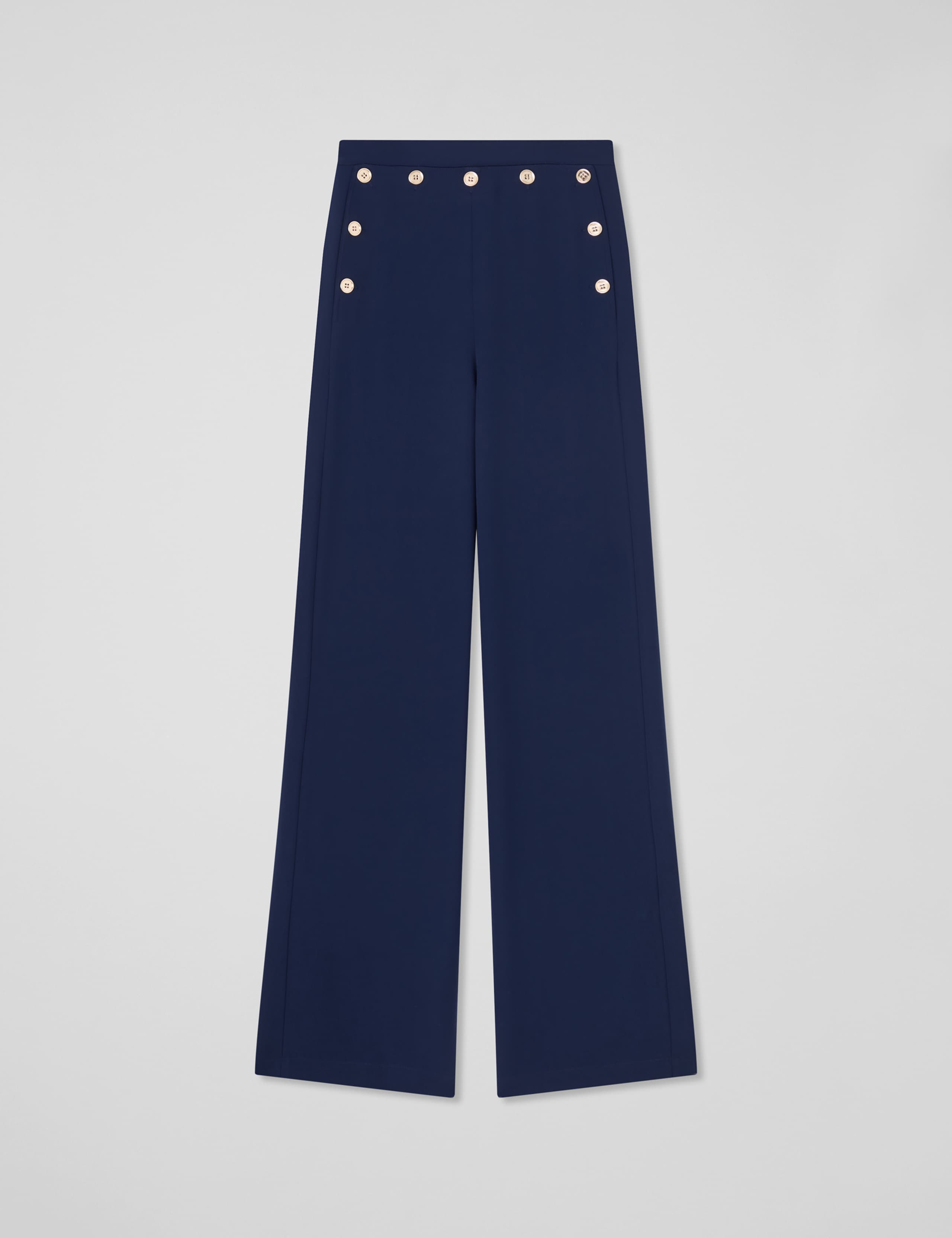 Crepe Button Detail Straight Leg Trousers 2 of 4
