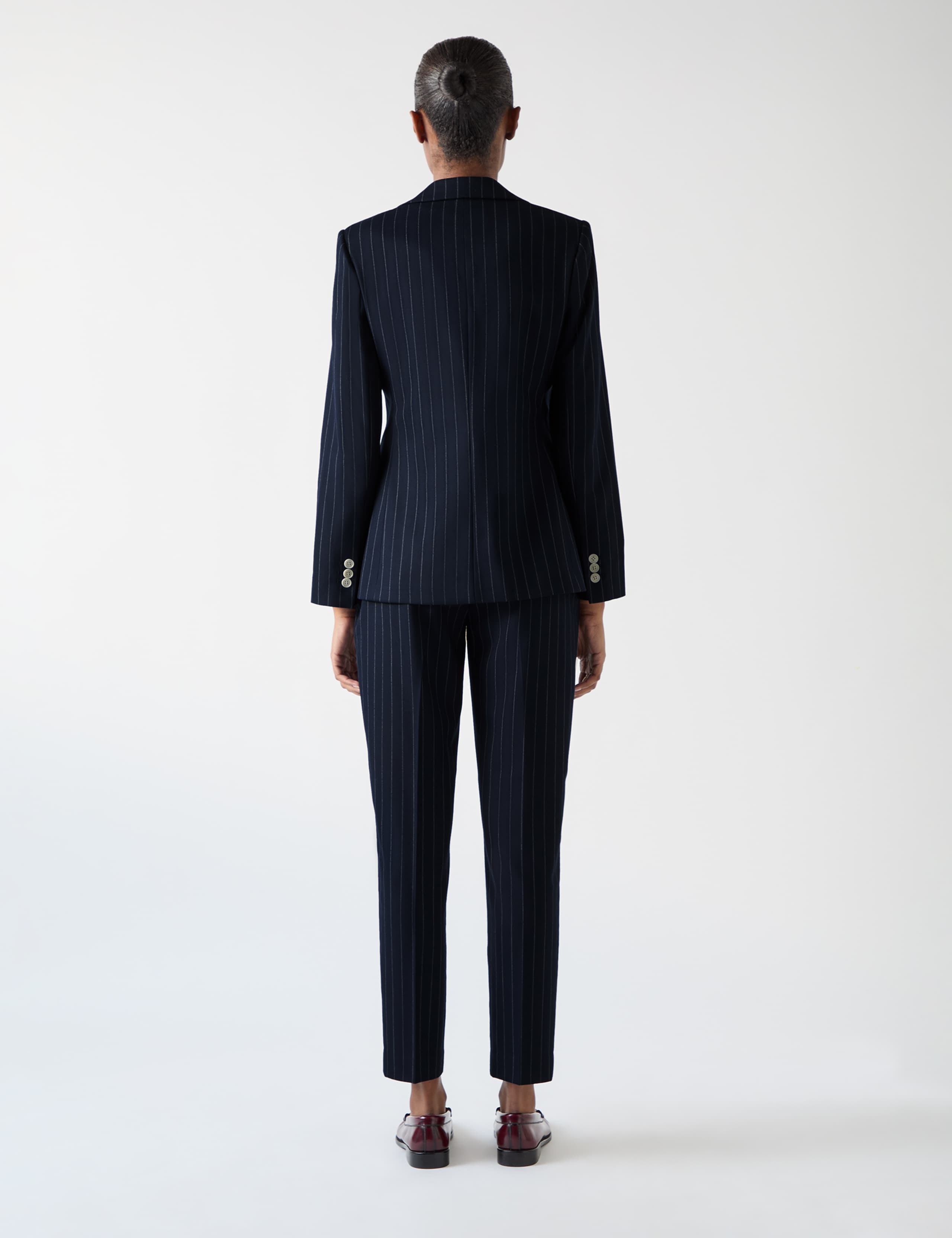Wool Blend Pinstripe Double Breasted Blazer 3 of 4