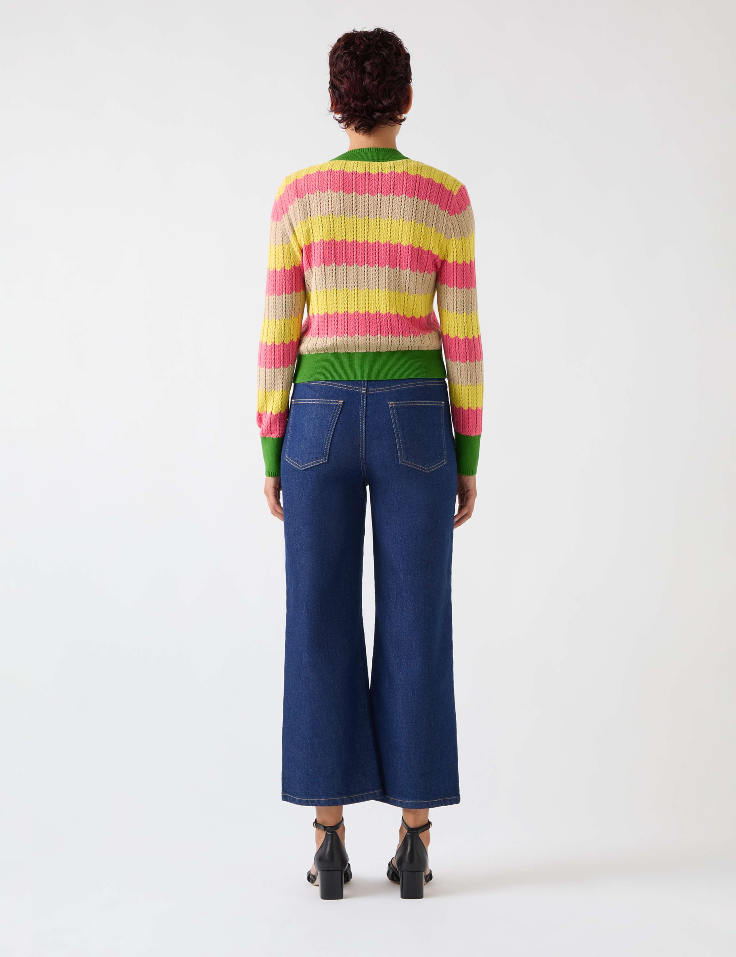 Cotton Rich Colour Block Pointelle Cardigan 3 of 4