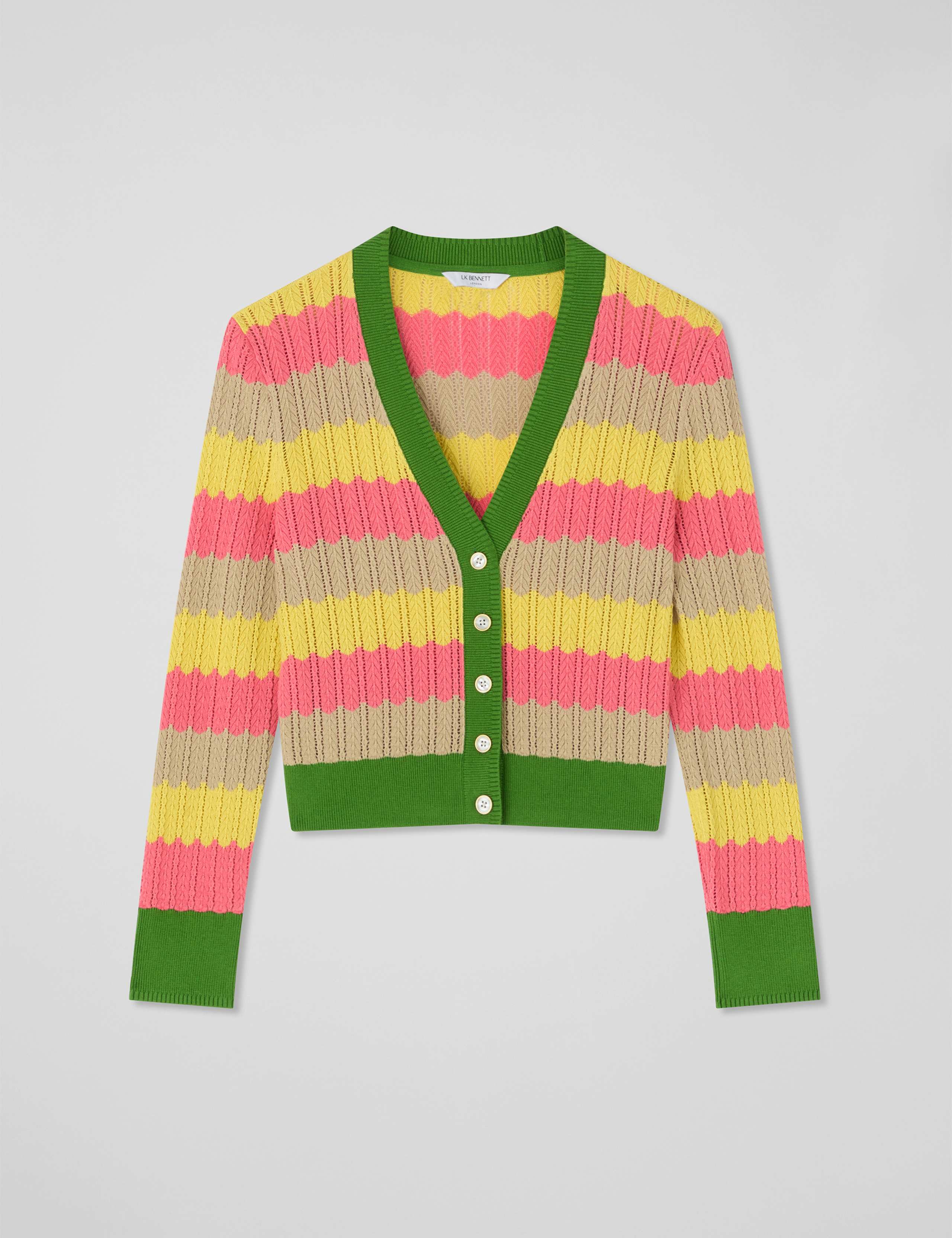Cotton Rich Colour Block Pointelle Cardigan 2 of 4