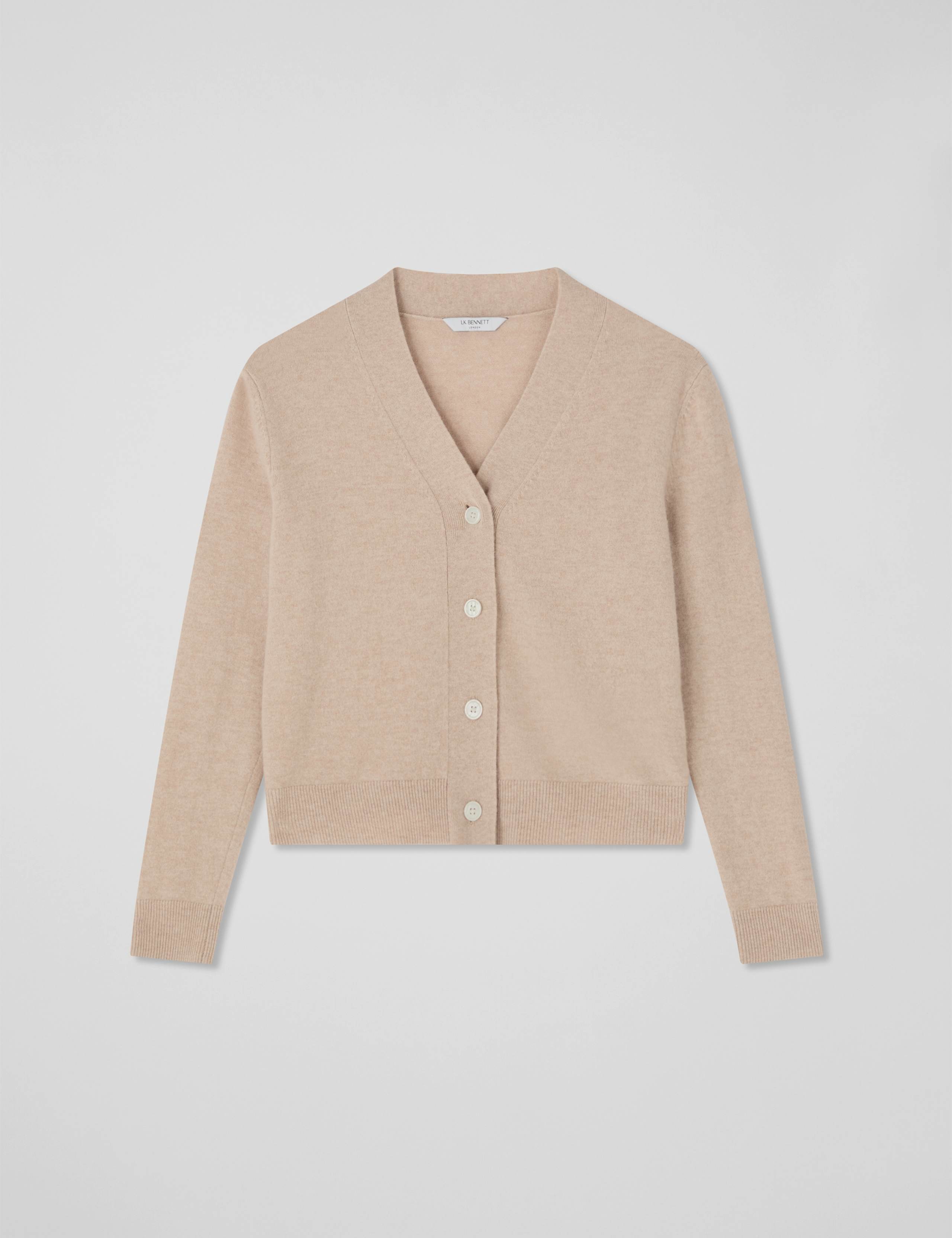 Merino Wool Rich V-Neck Cropped Cardigan 2 of 4