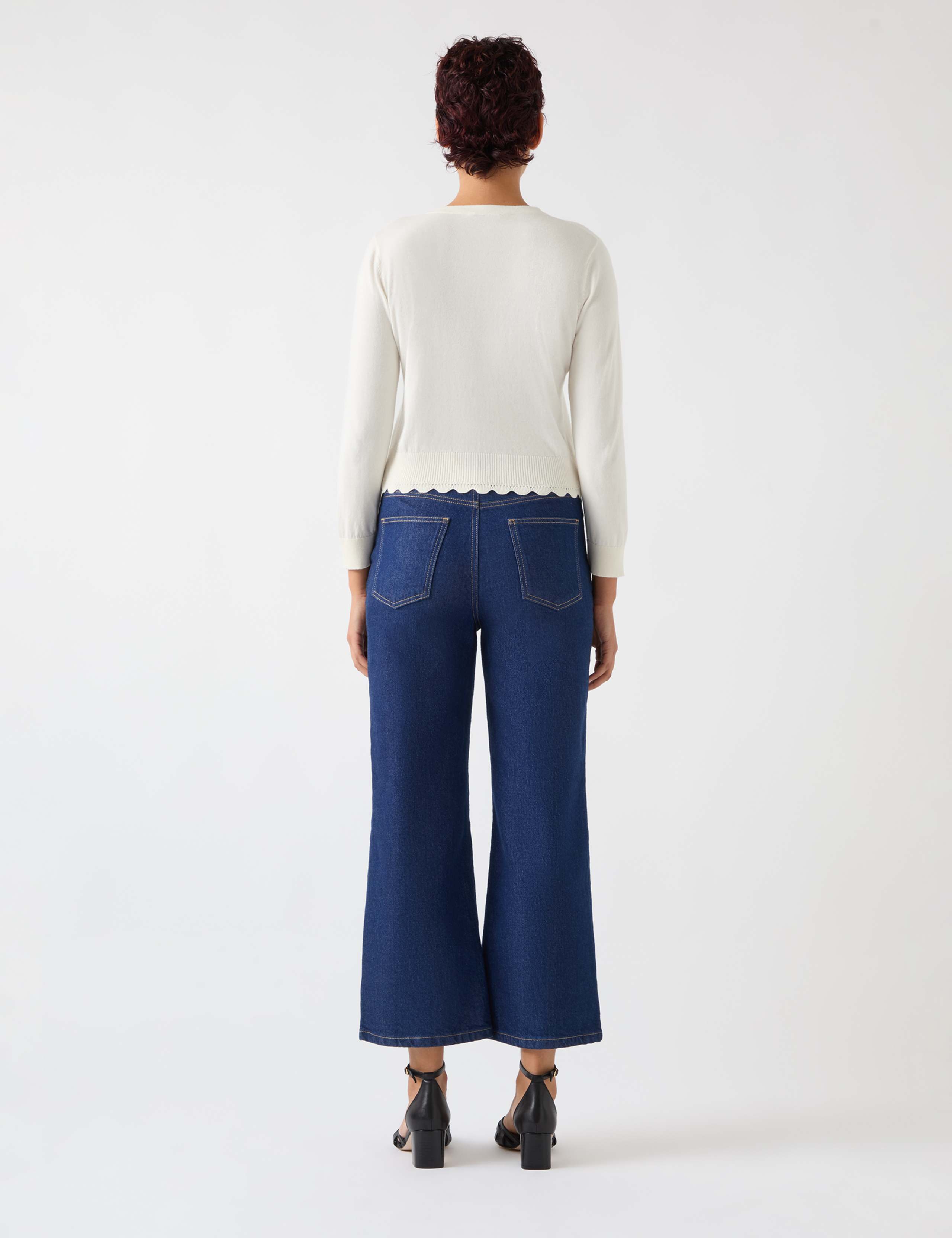 Pure Cotton Crew Neck Cropped Cardigan 3 of 4