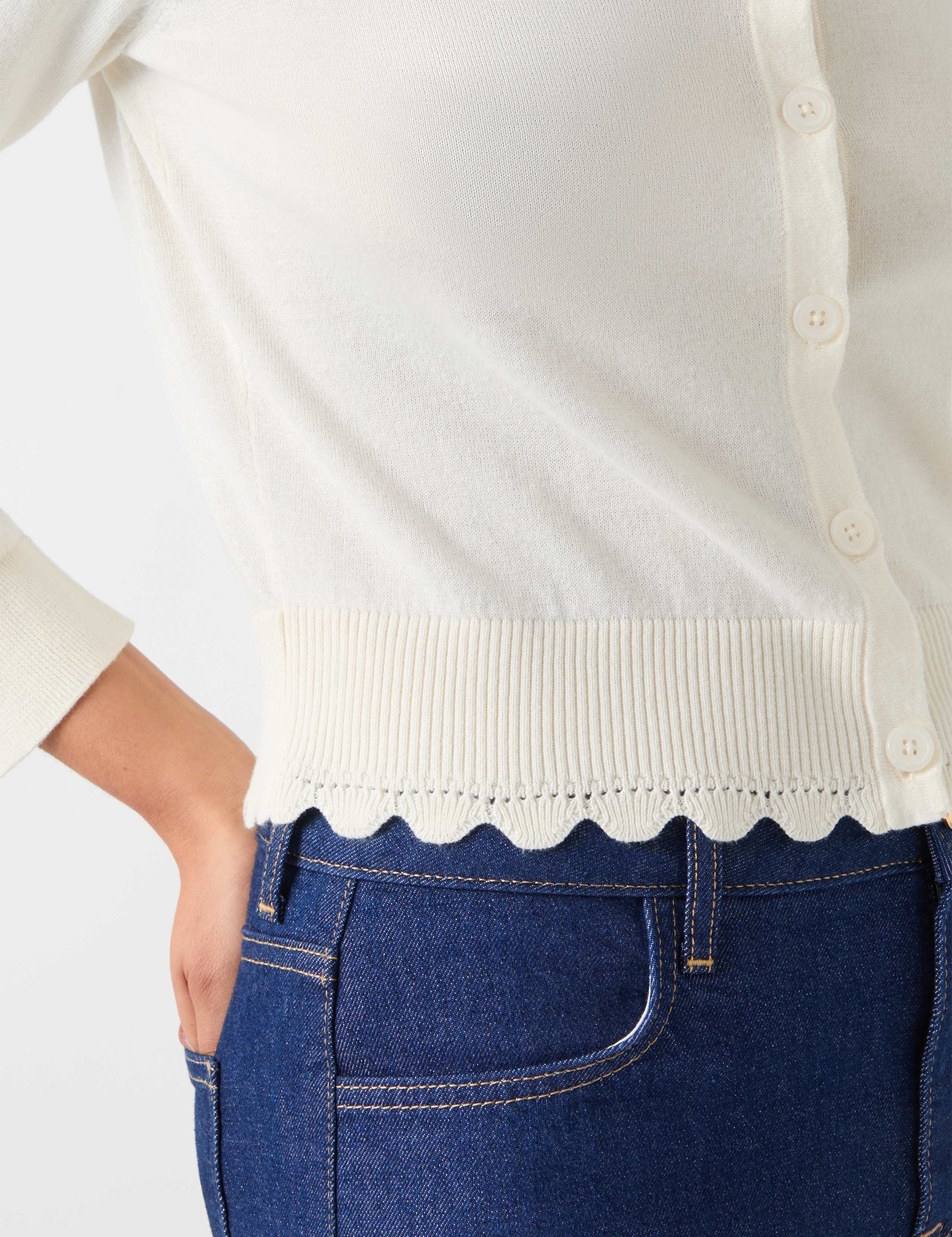 Pure Cotton Crew Neck Cropped Cardigan 4 of 4