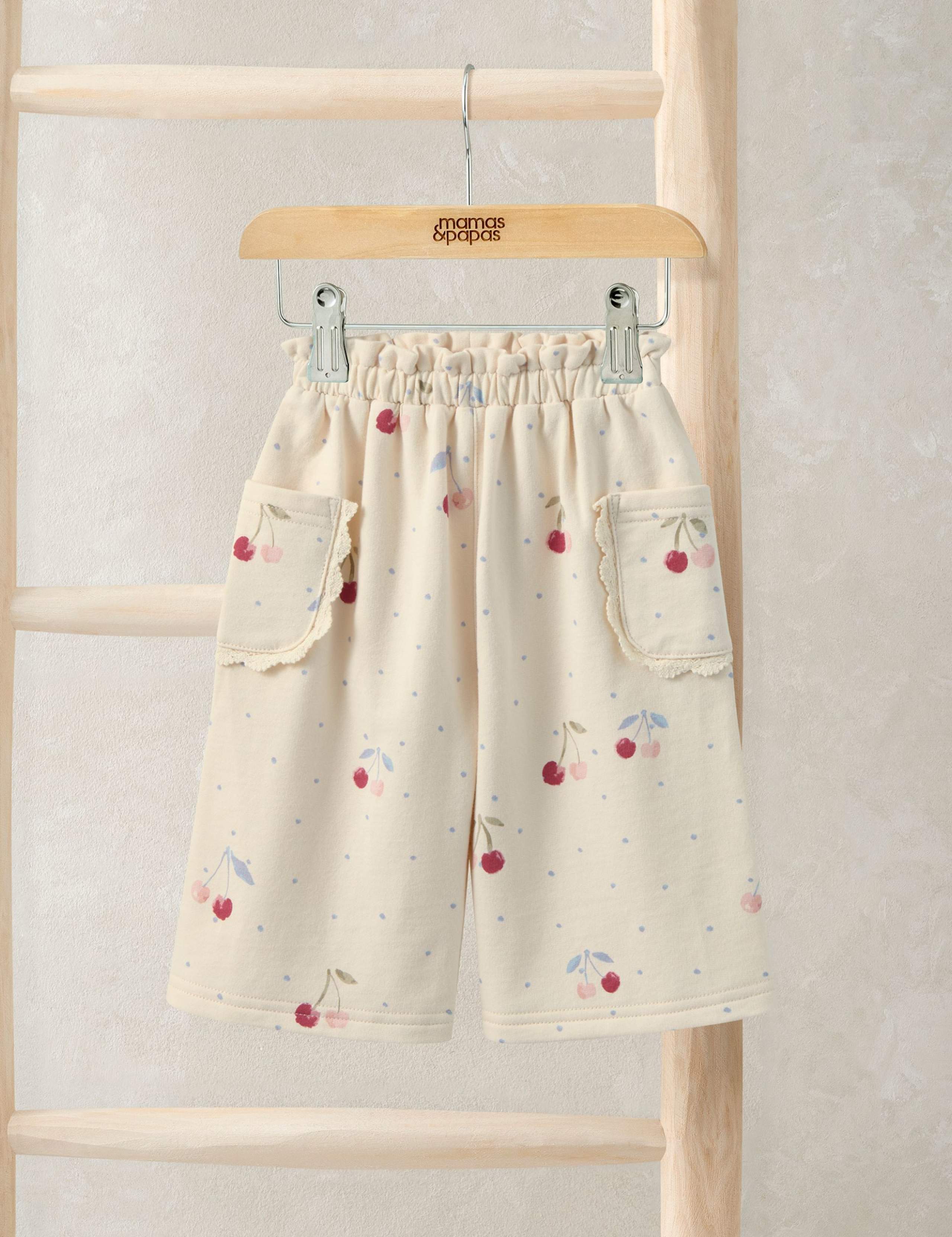 Pure Cotton Cherry Joggers (0-3 Yrs) 1 of 2