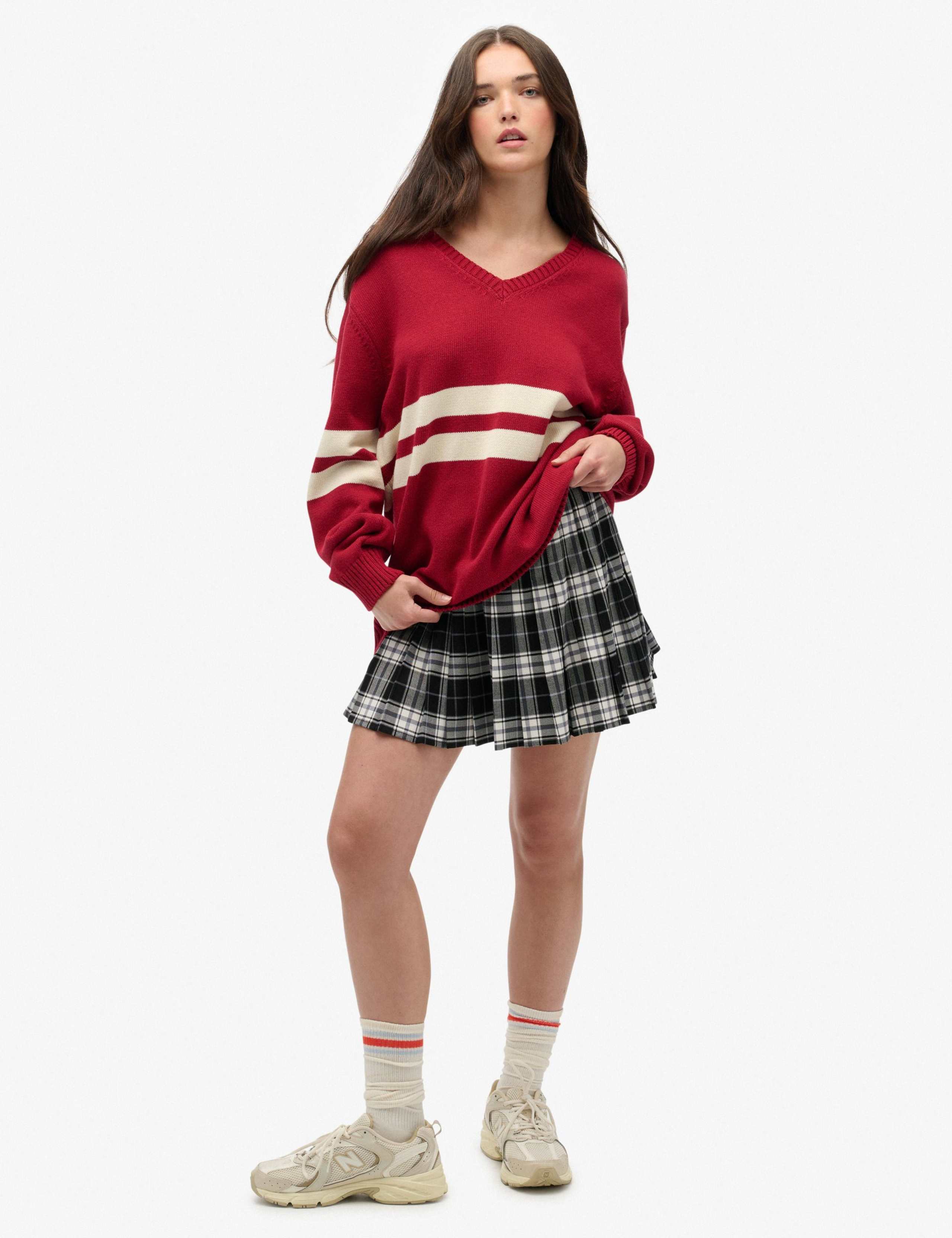 Pure Cotton Oversized Striped V-Neck Jumper 6 of 6