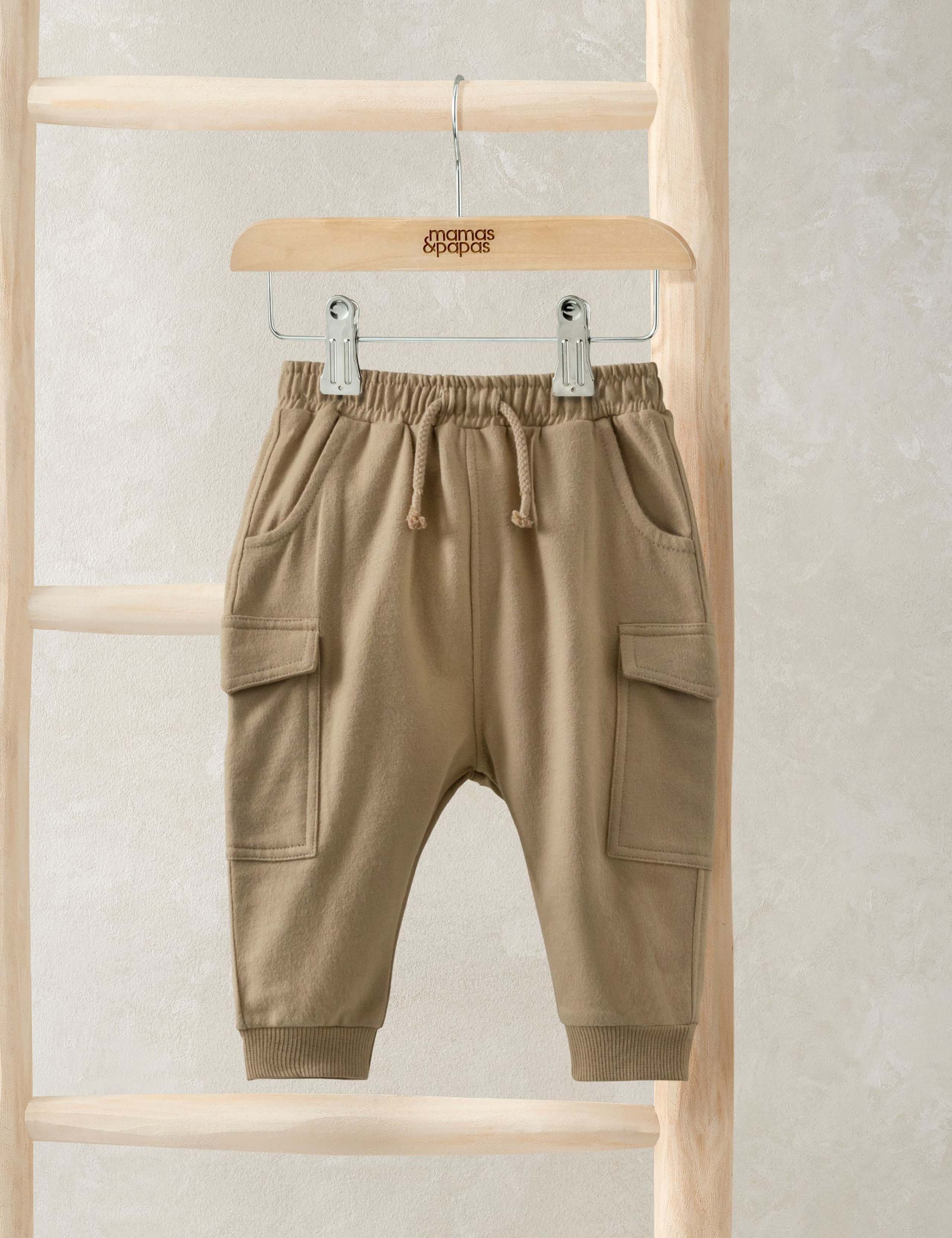 Pure Cotton Utility Joggers (0-36 Mths) 1 of 2