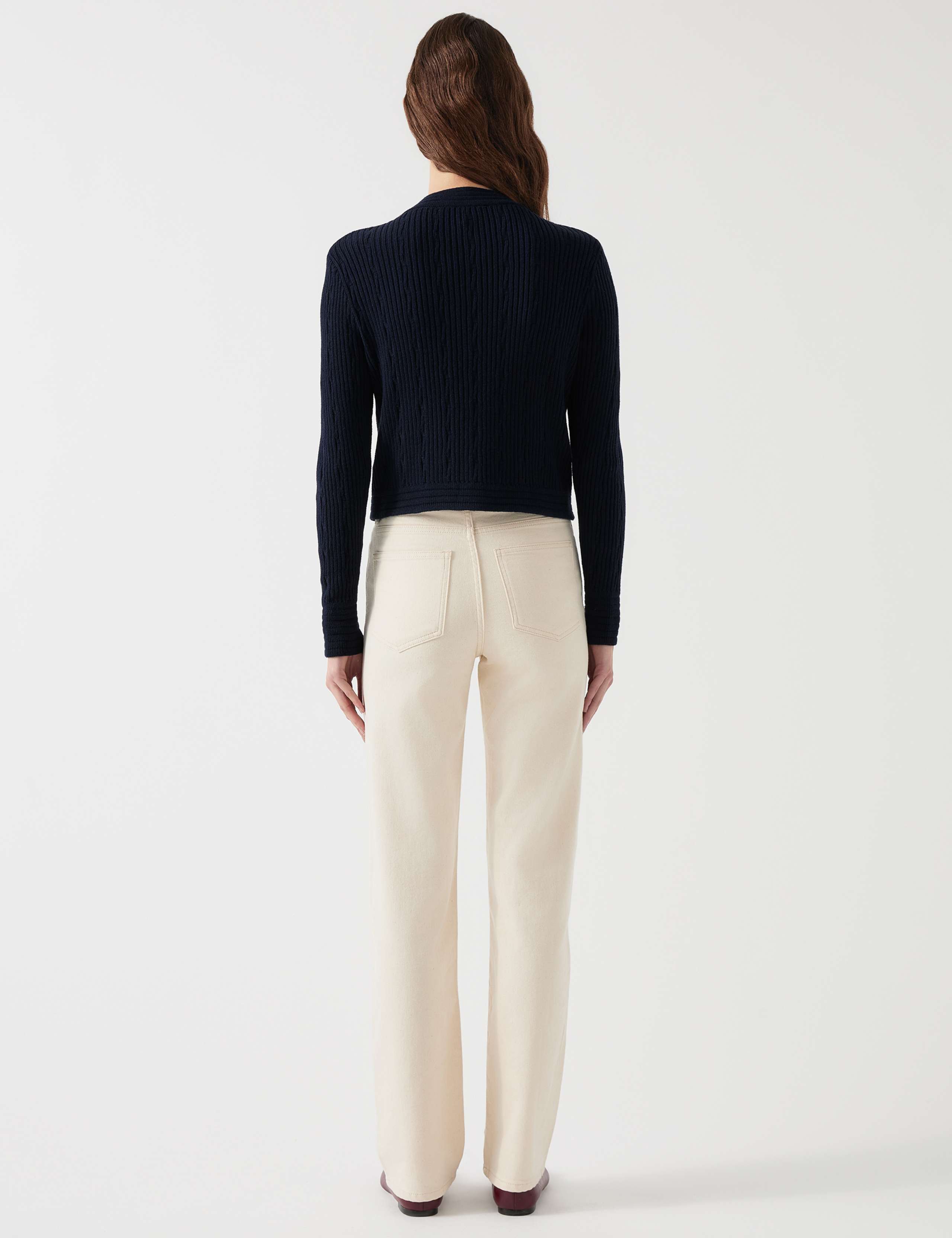 Cotton Rich Ribbed Cropped Cardigan 3 of 4