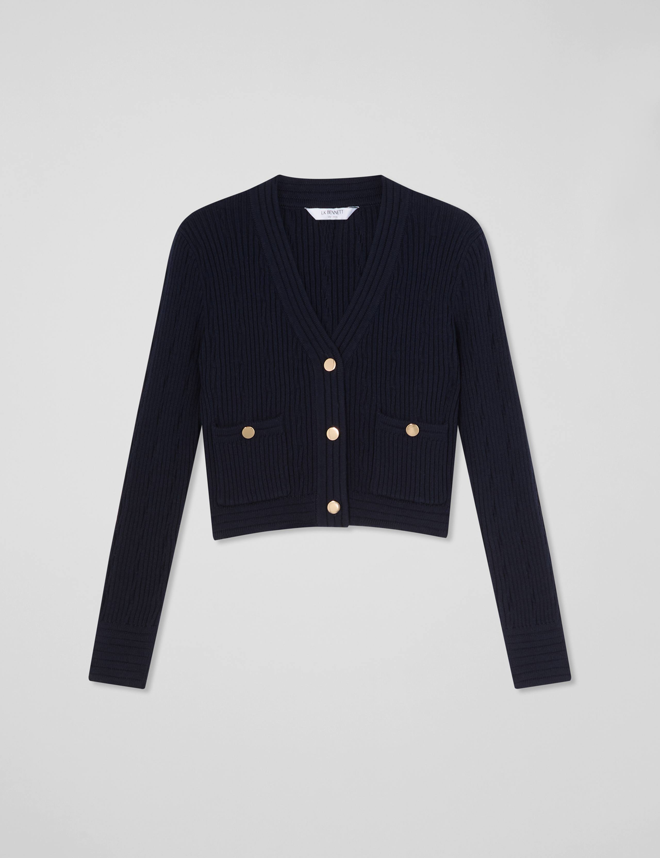 Cotton Rich Ribbed Cropped Cardigan 2 of 4
