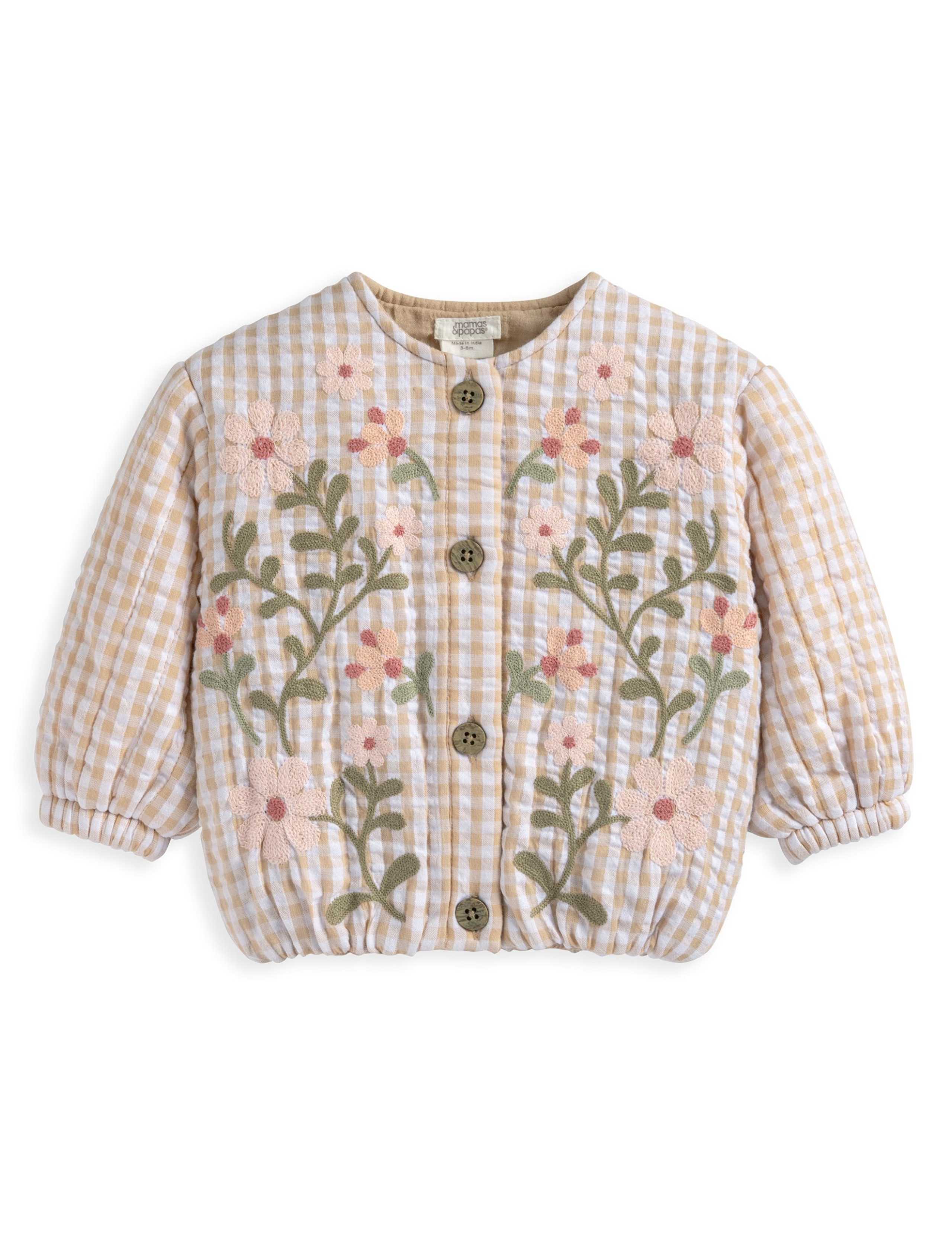 Pure Cotton Gingham Quilted Jacket (3-36 Months) 2 of 2