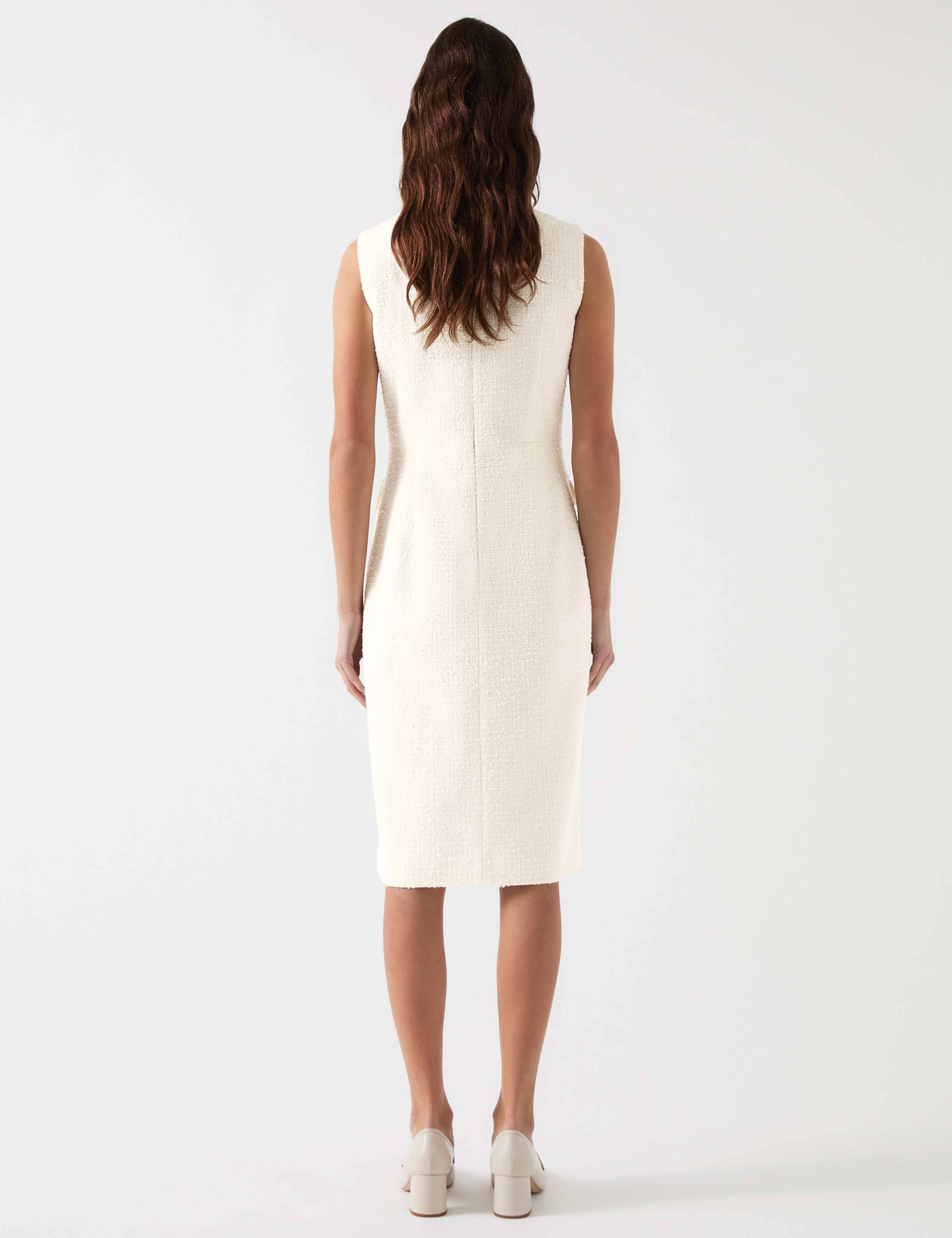 Tweed V-Neck Button Detail Tailored Dress 3 of 4