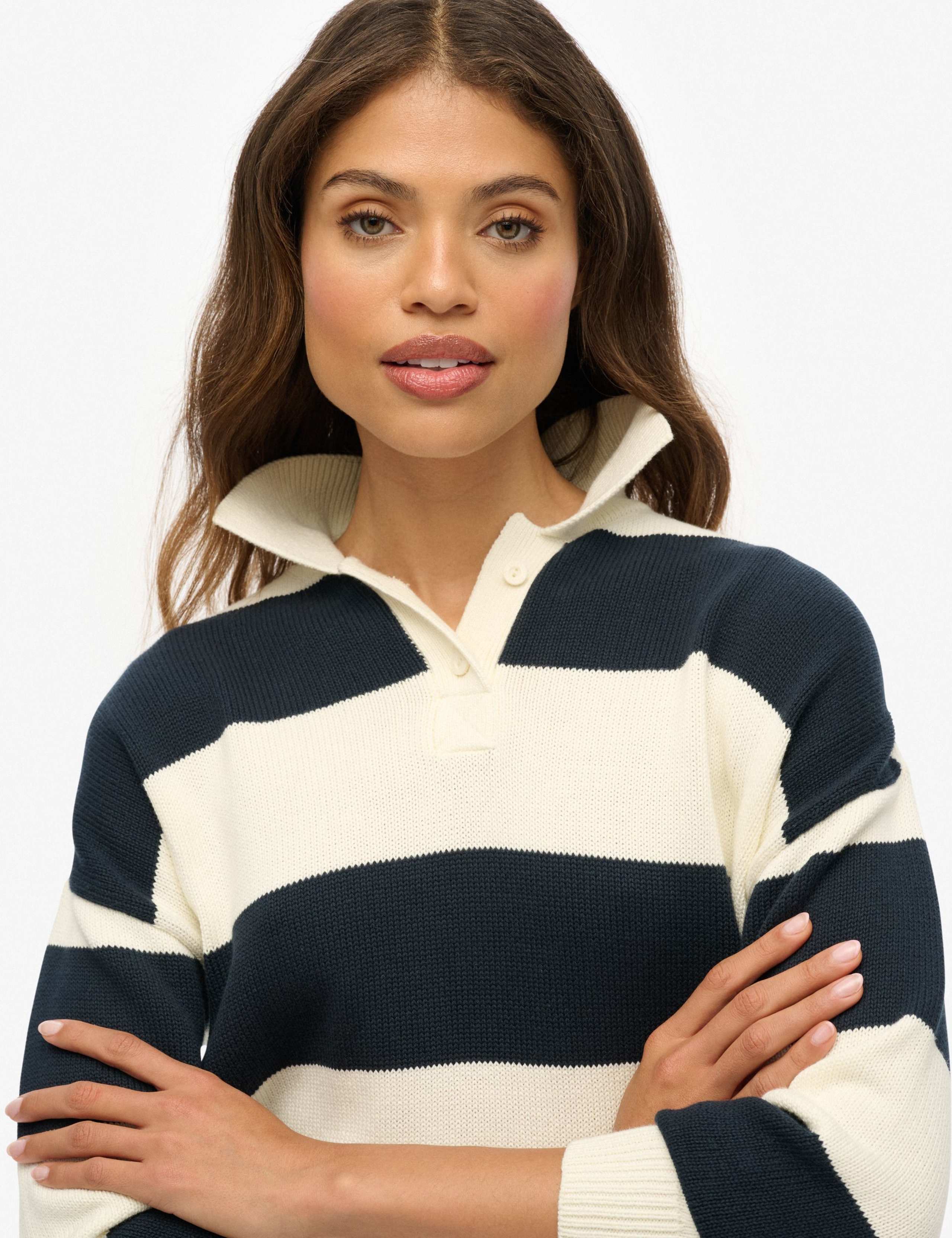 Pure Cotton Striped Rugby Knitted Jumper 4 of 6