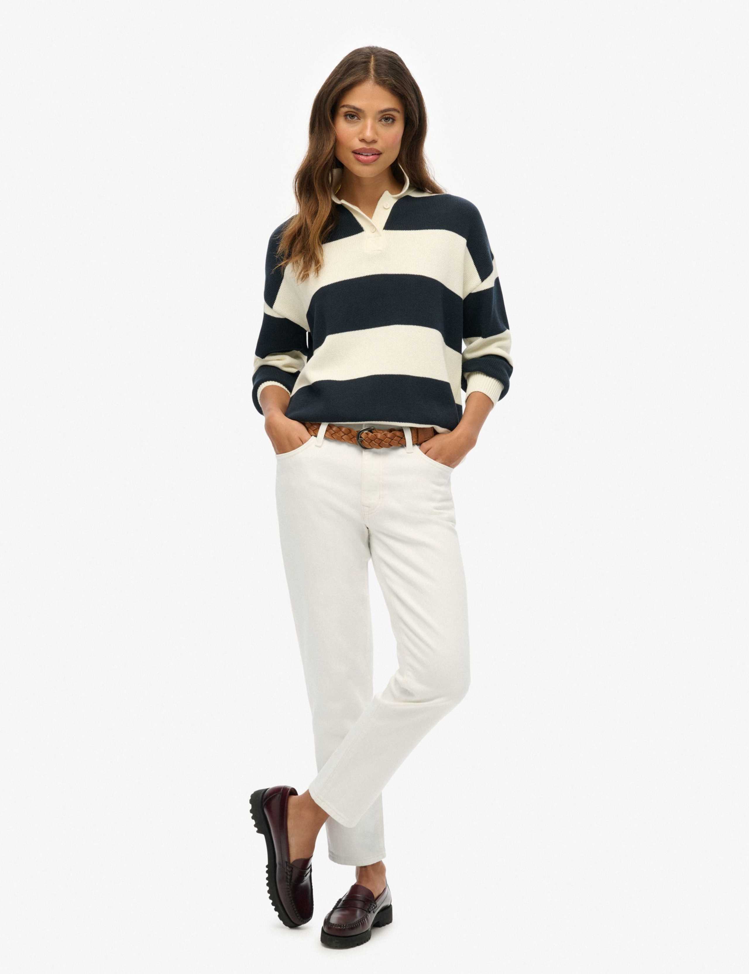 Pure Cotton Striped Rugby Knitted Jumper 5 of 6