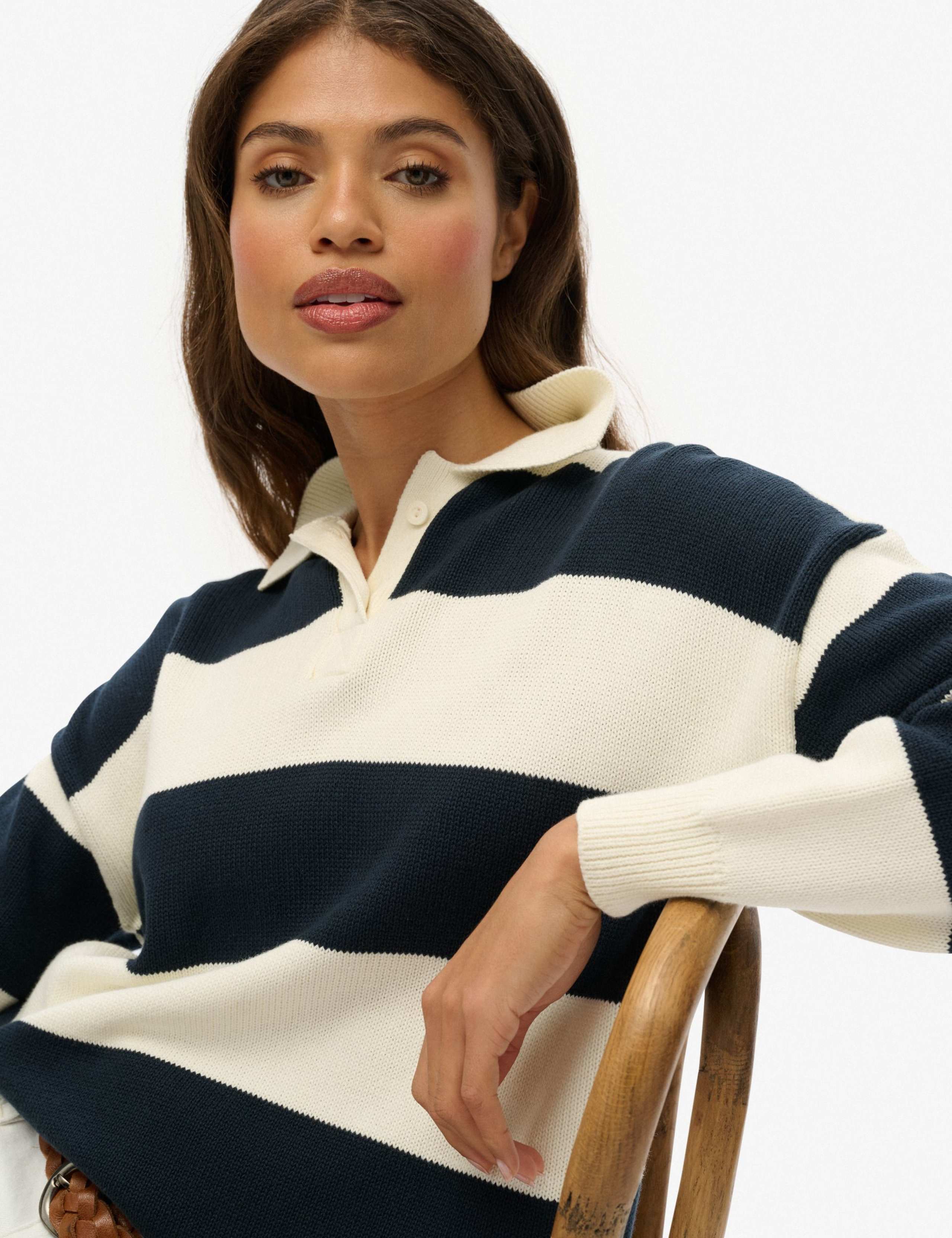 Pure Cotton Striped Rugby Knitted Jumper 6 of 6