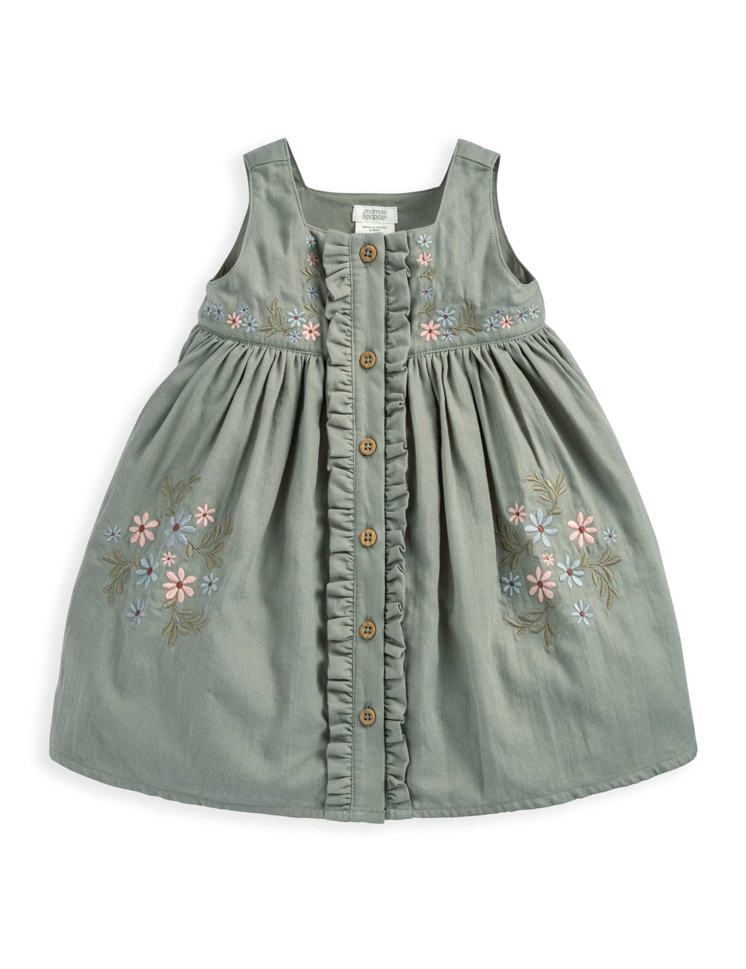 Floral Embroidered Pinafore Dress (0-3 Yrs) 2 of 2