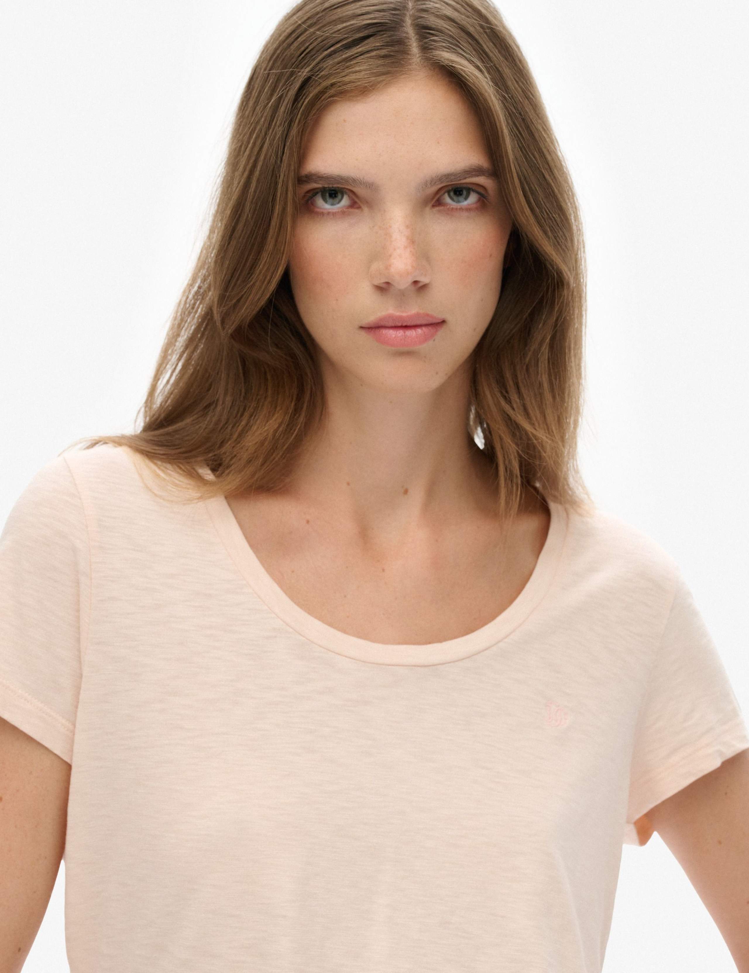 Cotton Blend Scoop Neck T-Shirt 3 of 5