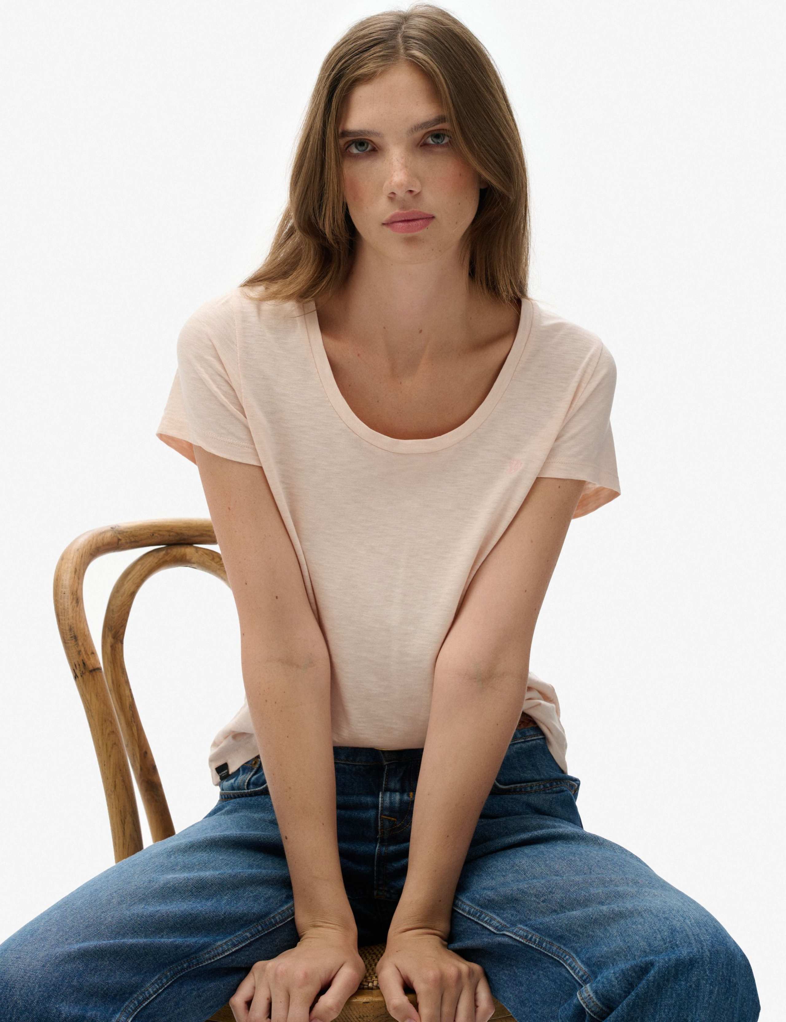 Cotton Blend Scoop Neck T-Shirt 4 of 5