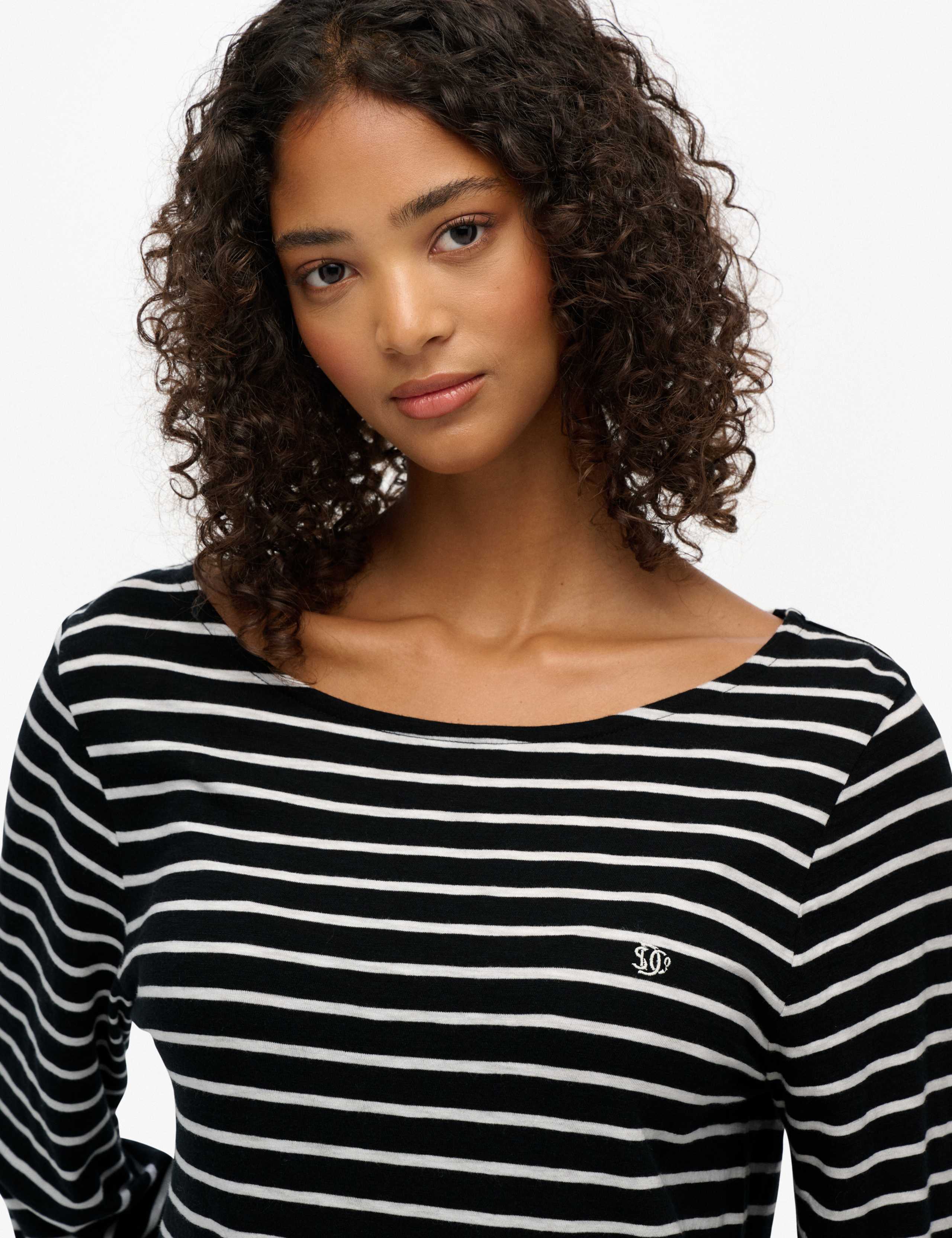 Cotton Rich Striped Slash Neck Top 4 of 6