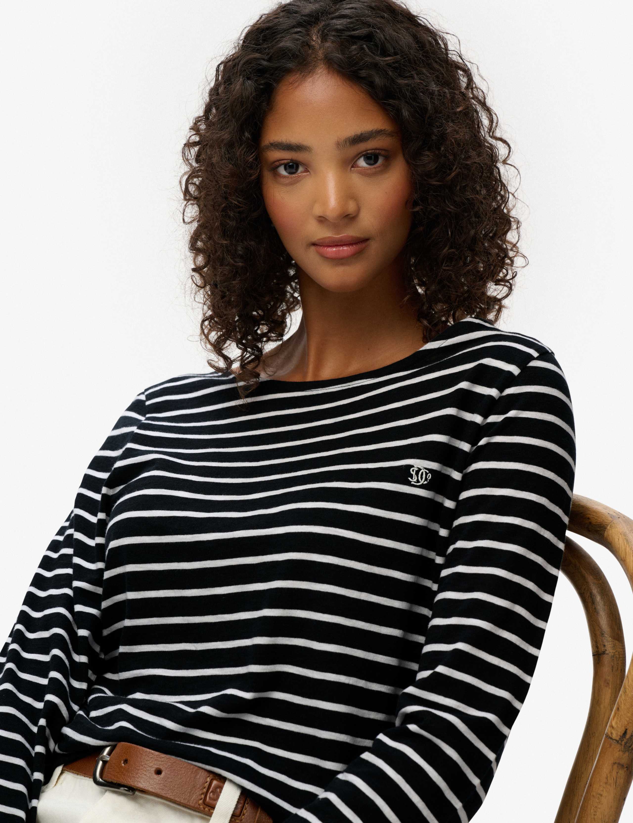 Cotton Rich Striped Slash Neck Top 5 of 6