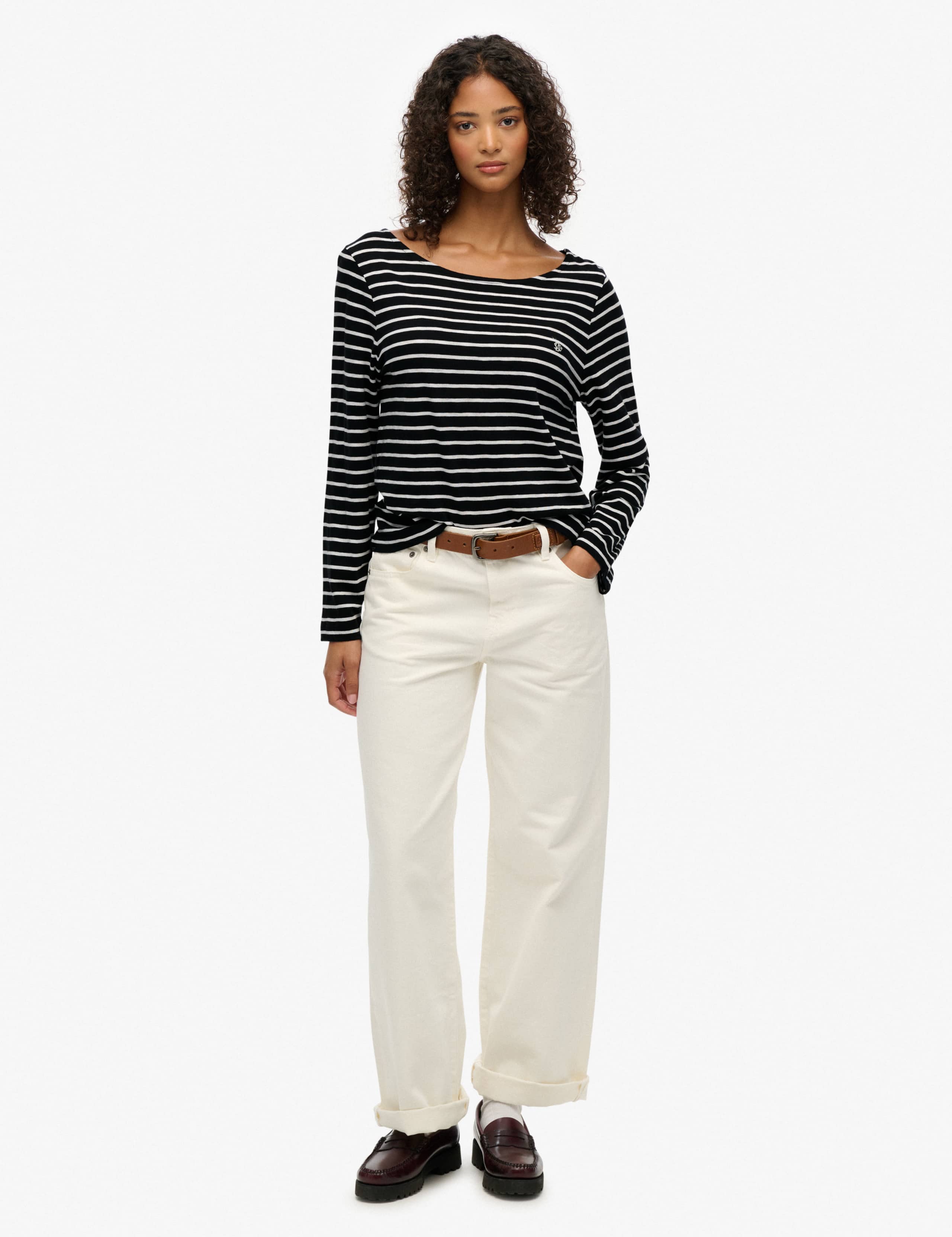 Cotton Rich Striped Slash Neck Top 6 of 6