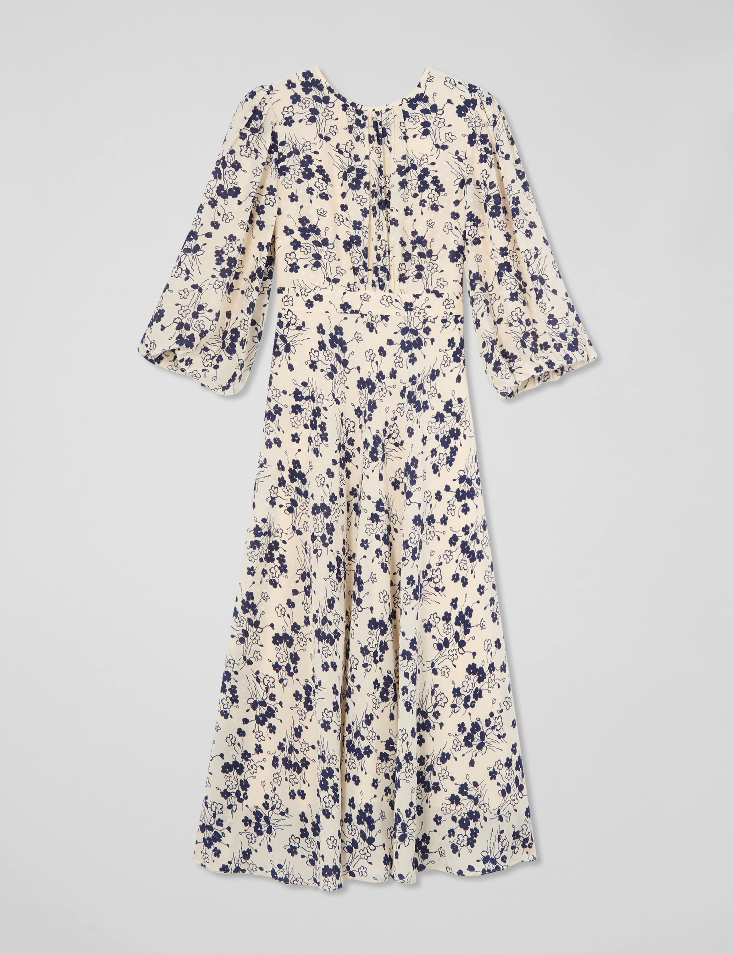 Silk Blend Floral Midi Skater Dress 2 of 4