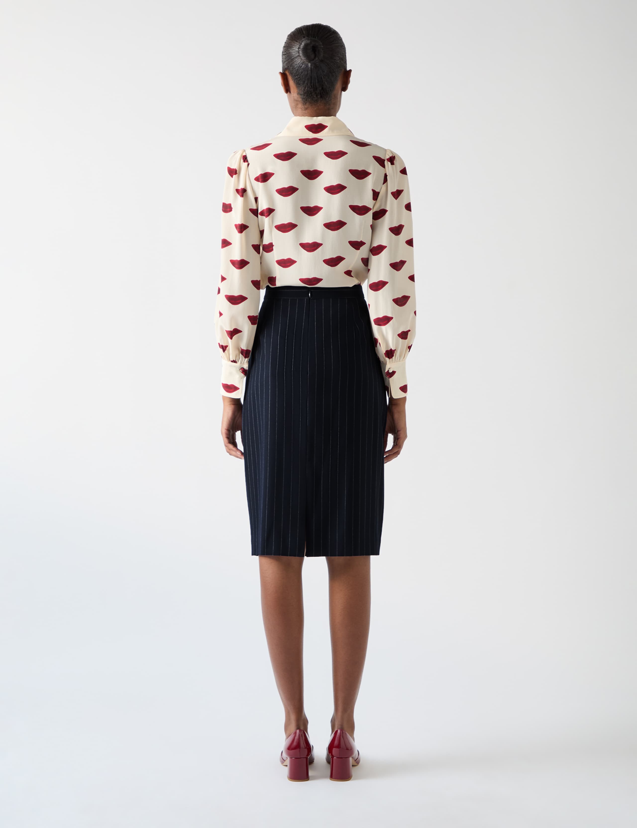 Wool Blend Pinstripe Pencil Skirt 3 of 4