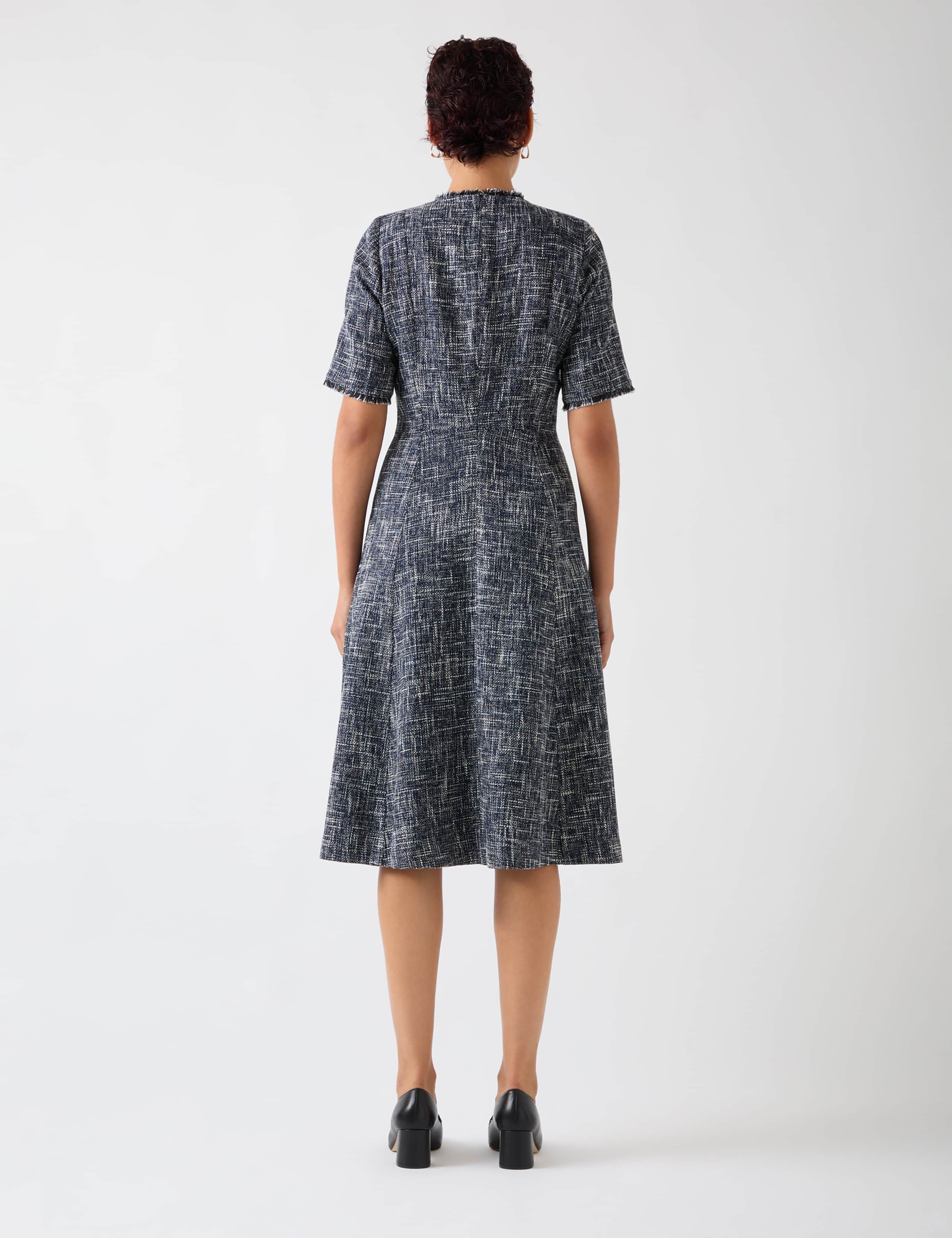 Textured Button Through Midi Skater Dress 3 of 4