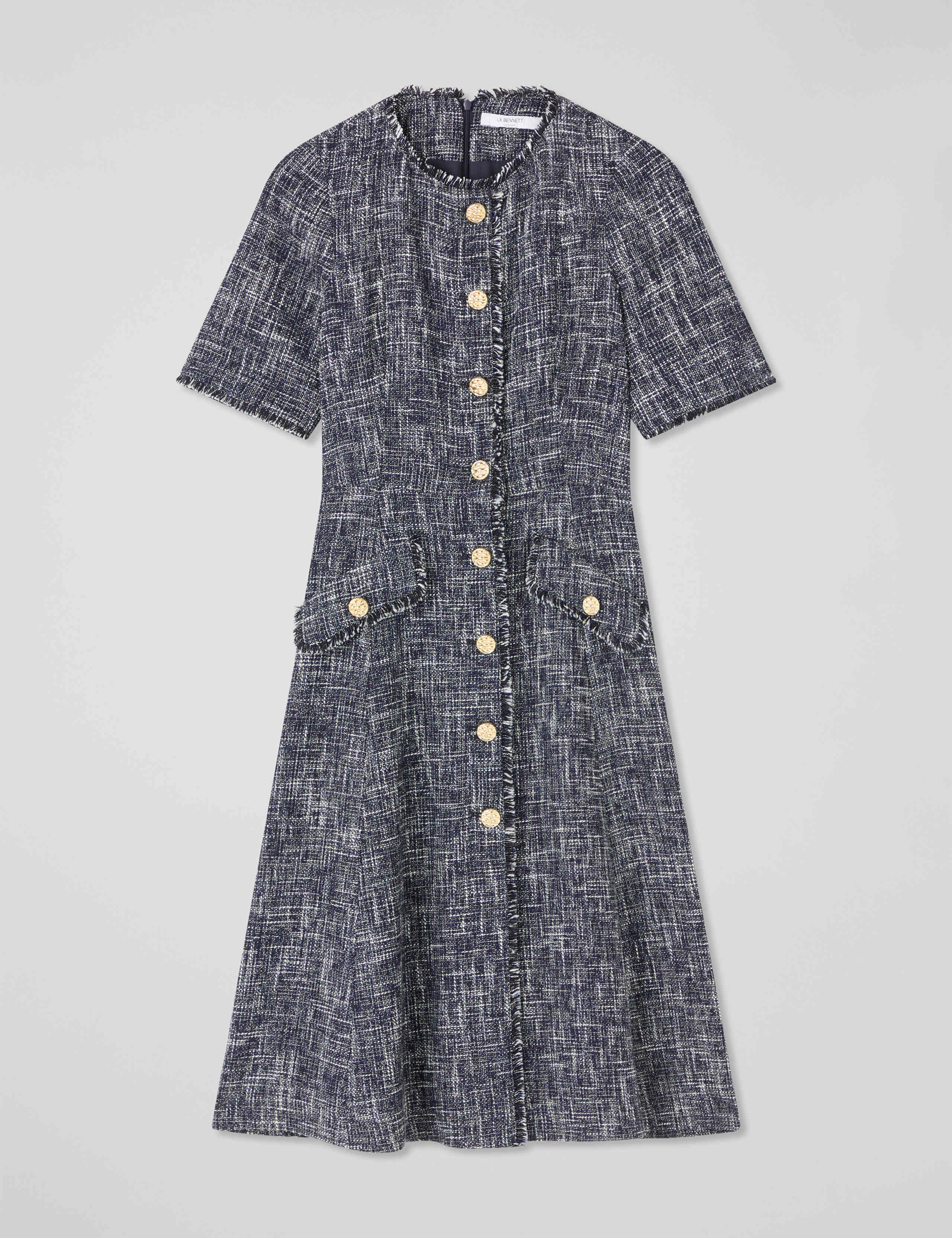 Textured Button Through Midi Skater Dress 2 of 4