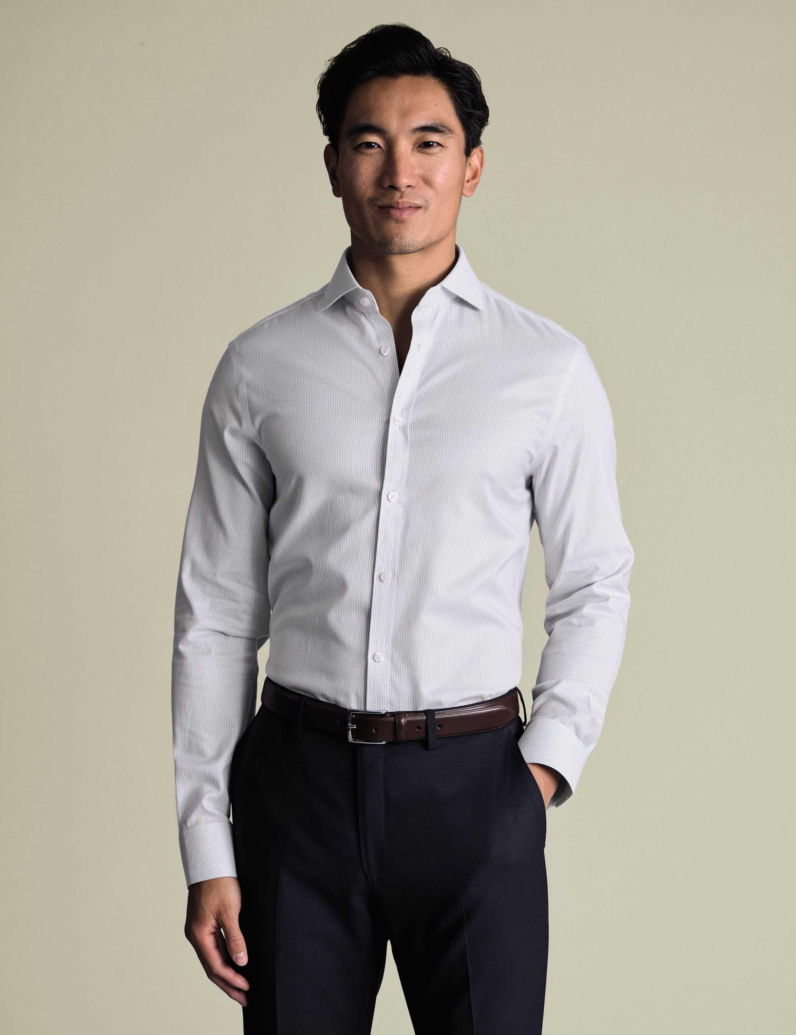 Non Iron Pure Cotton Twill Striped Shirt 1 of 7