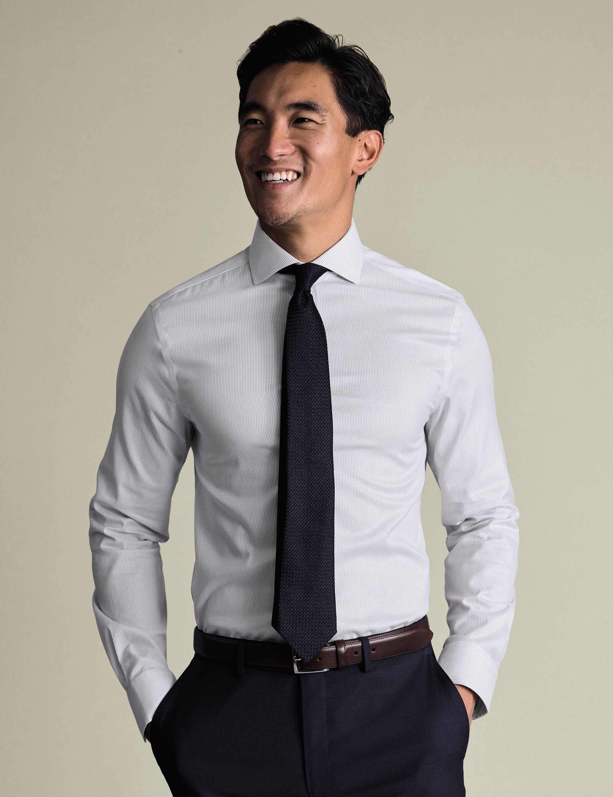 Non Iron Pure Cotton Twill Striped Shirt 3 of 7
