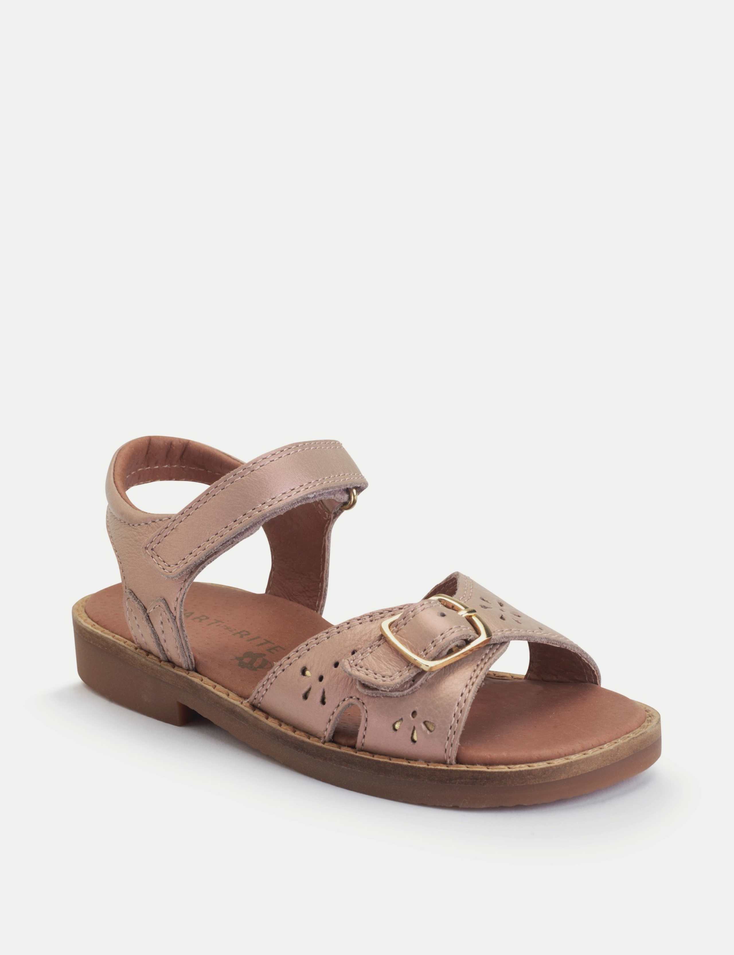Kids' Leather Pearlised Riptape Sandals (7 Small-13½ Small) 2 of 3