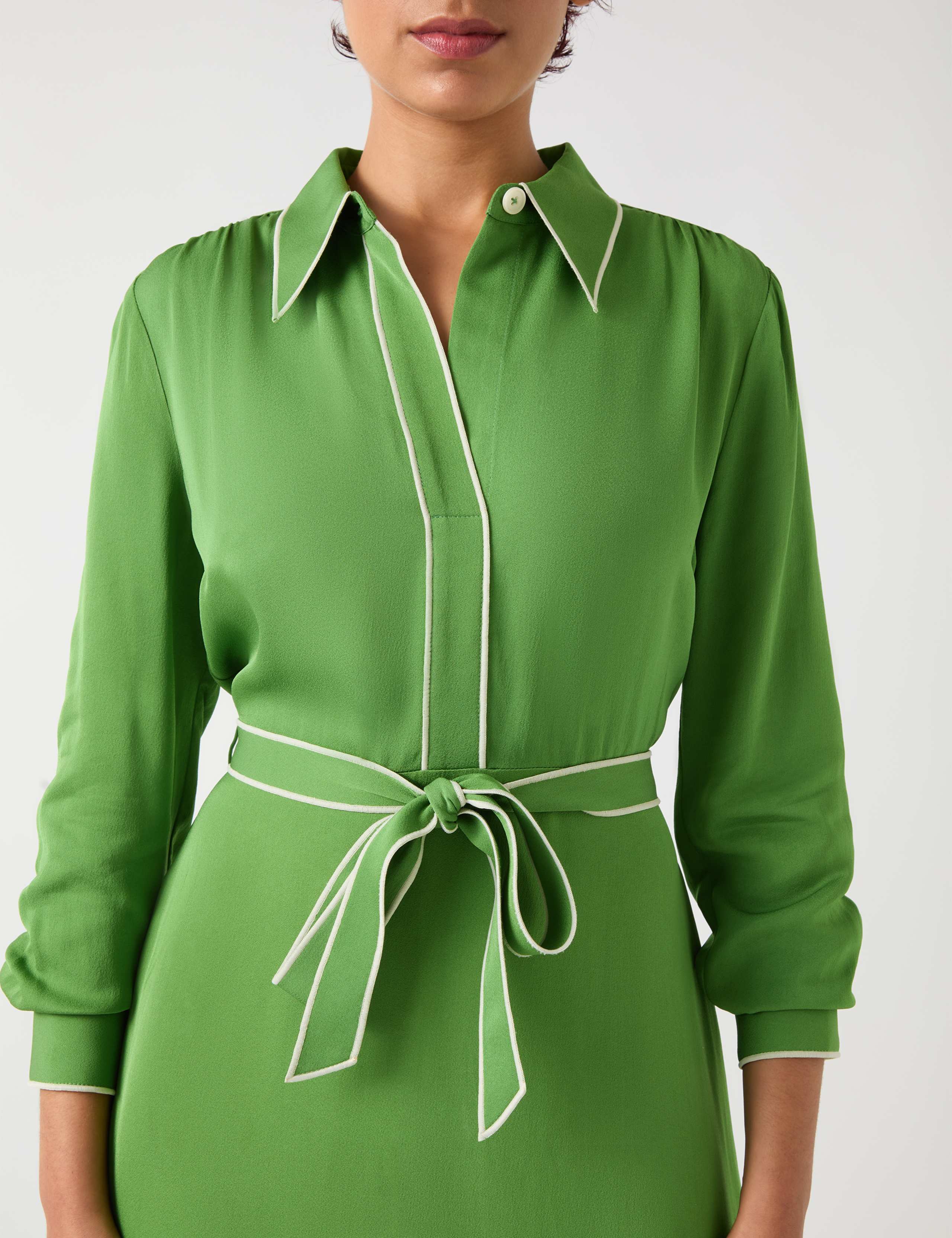 Stitch Detail Belted Midi Shirt Dress 4 of 4