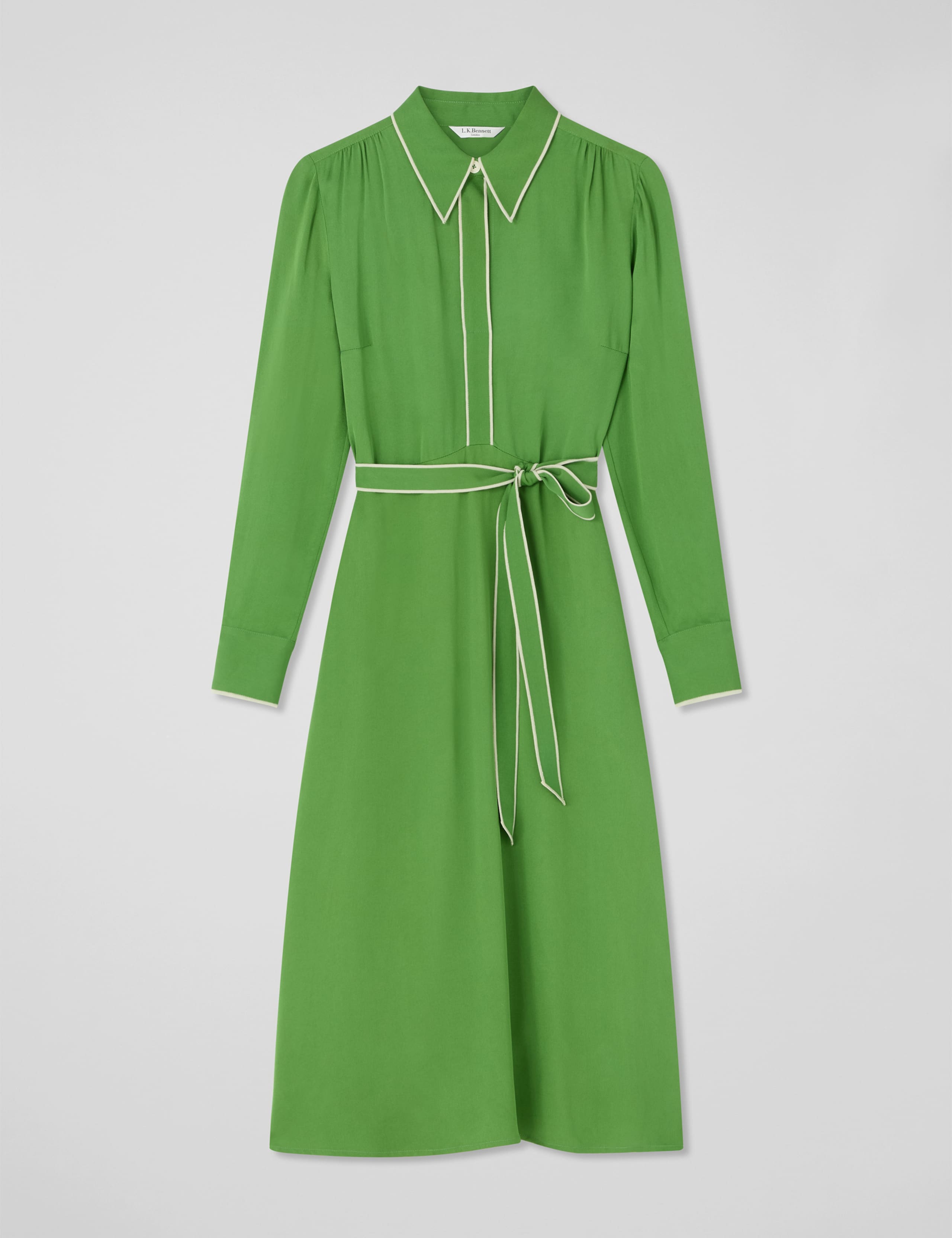 Stitch Detail Belted Midi Shirt Dress 2 of 4
