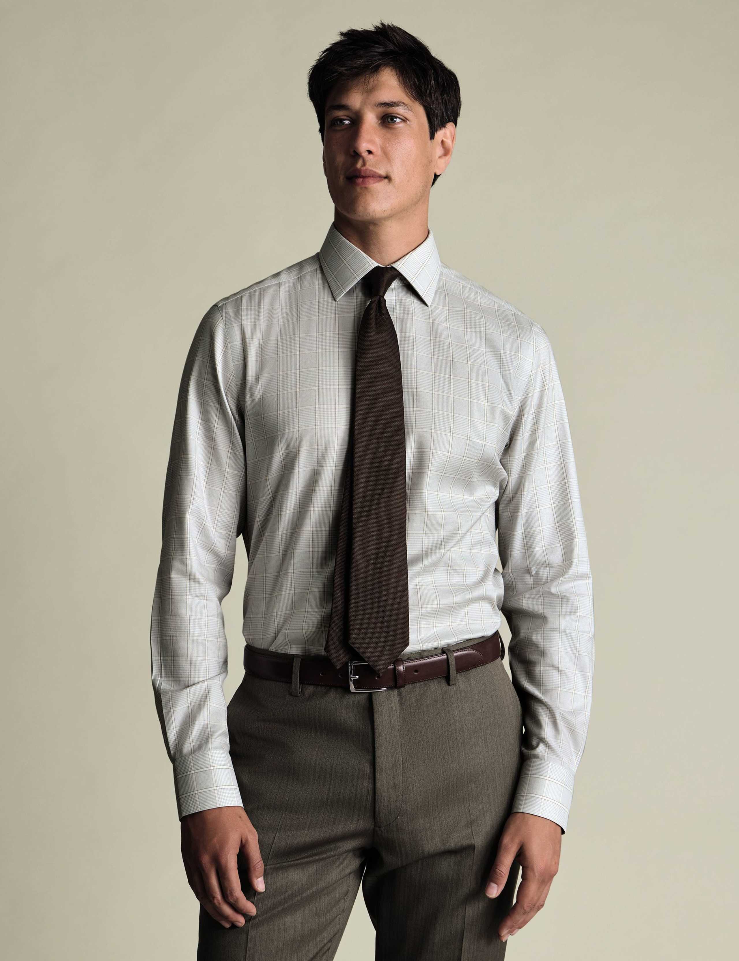 Non Iron Slim Fit Pure Cotton Twill Check Shirt 3 of 7